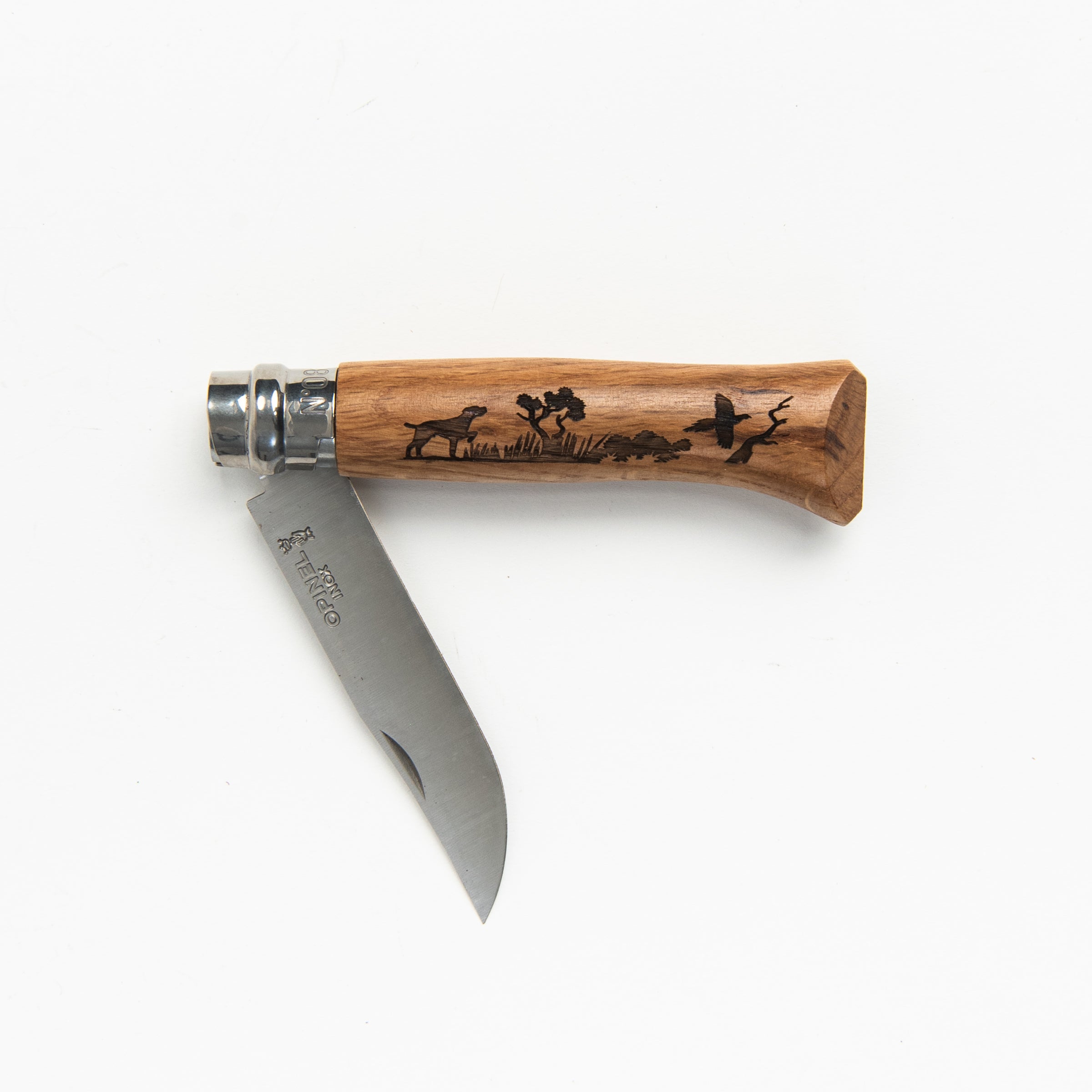 Opinel No. 08 Dog Stainless Steel Folding Knives on a white background at Addison West
