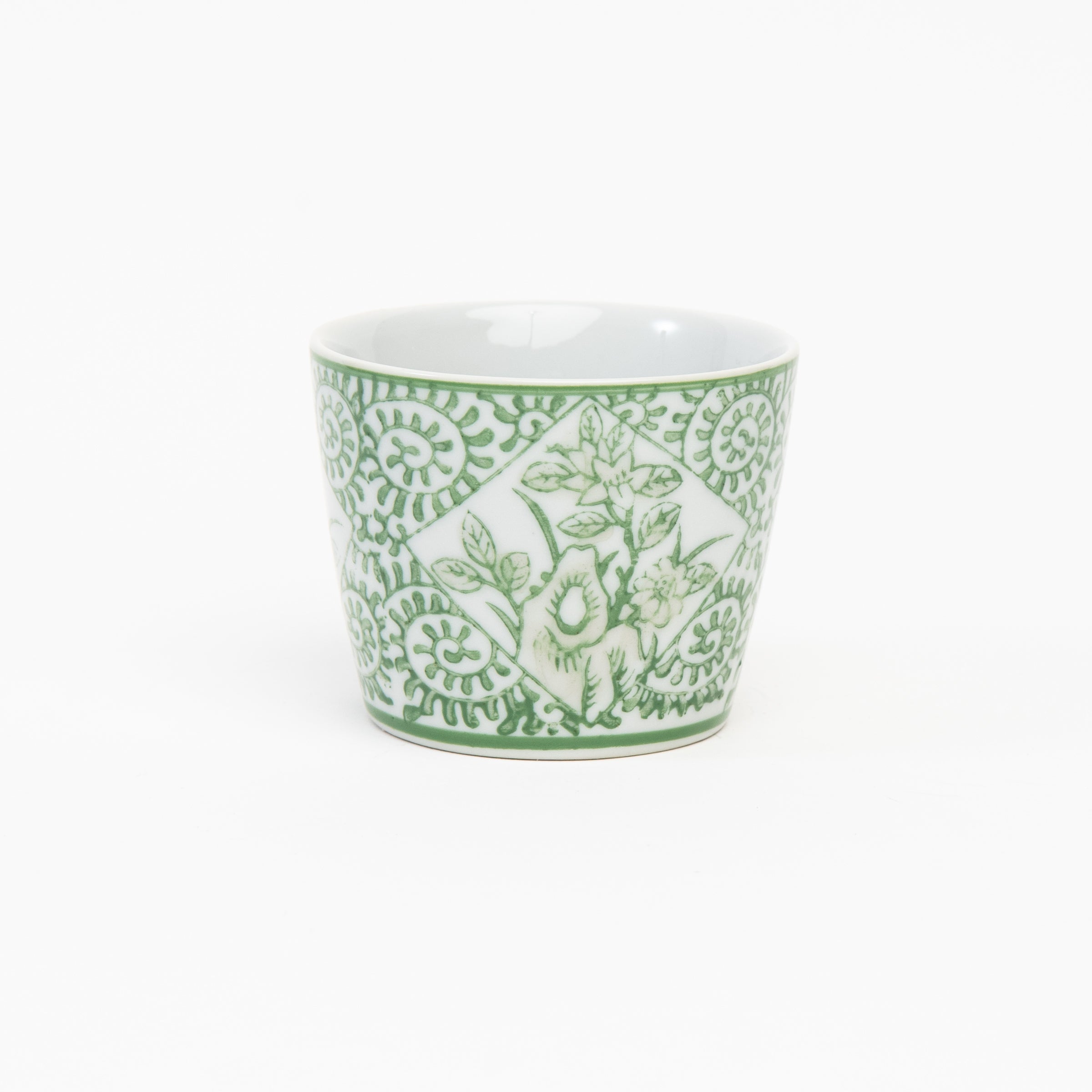 Mini Countryside Cachepots in Green on a white background at Addison West