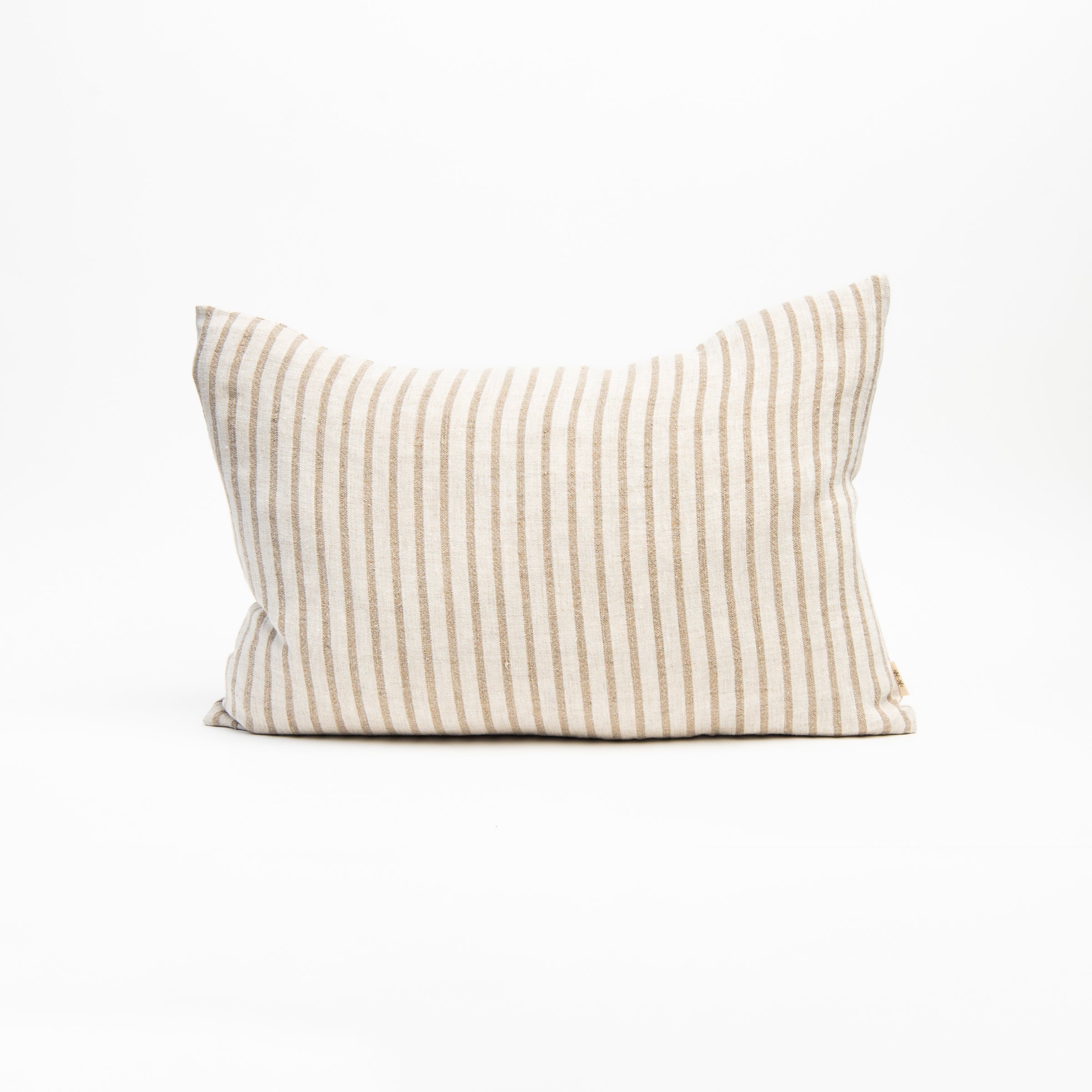Pinstripe Linen Lumbar Pillow on a white background at Addison West