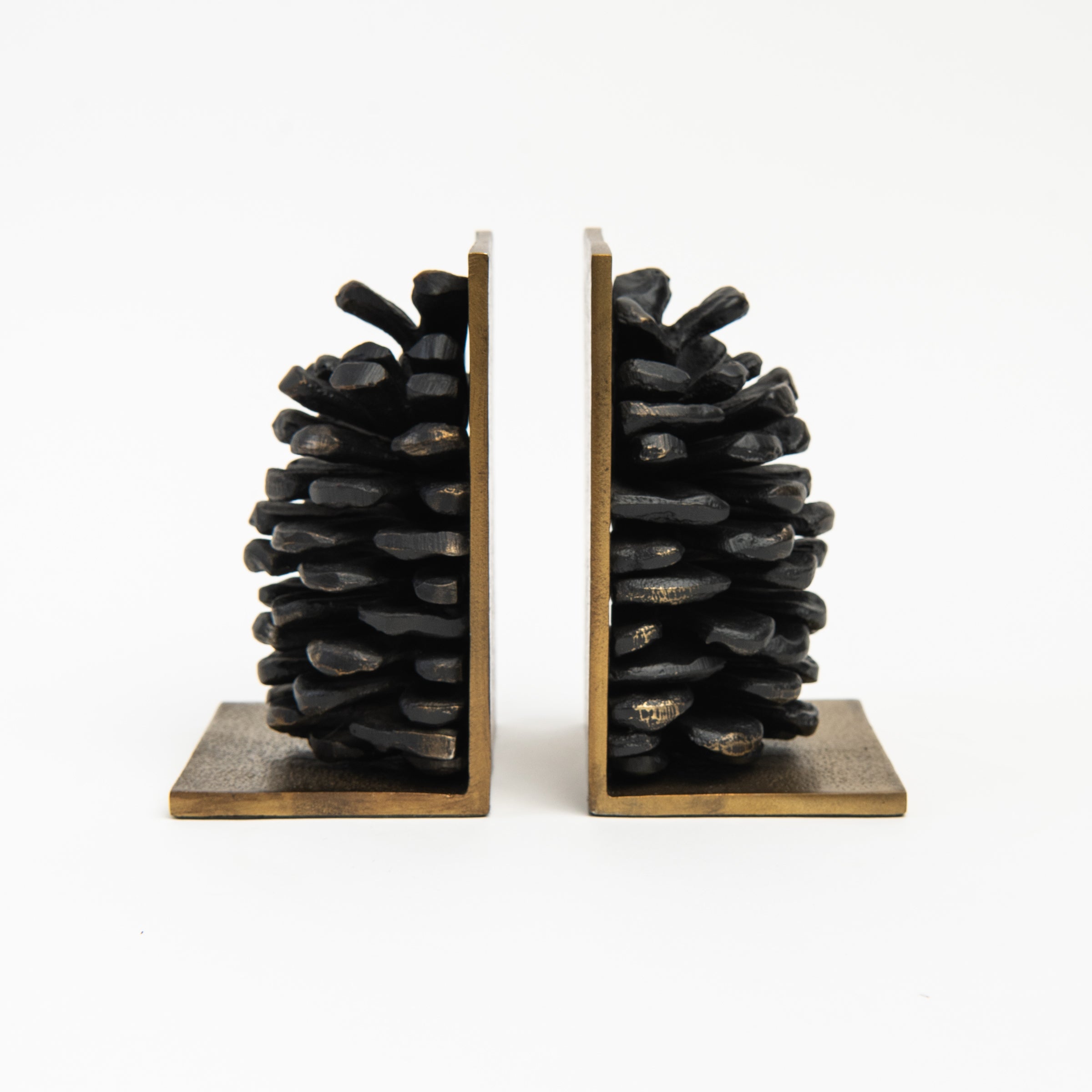 Pinecone Cast Iron Bookends on a white background at Addison West