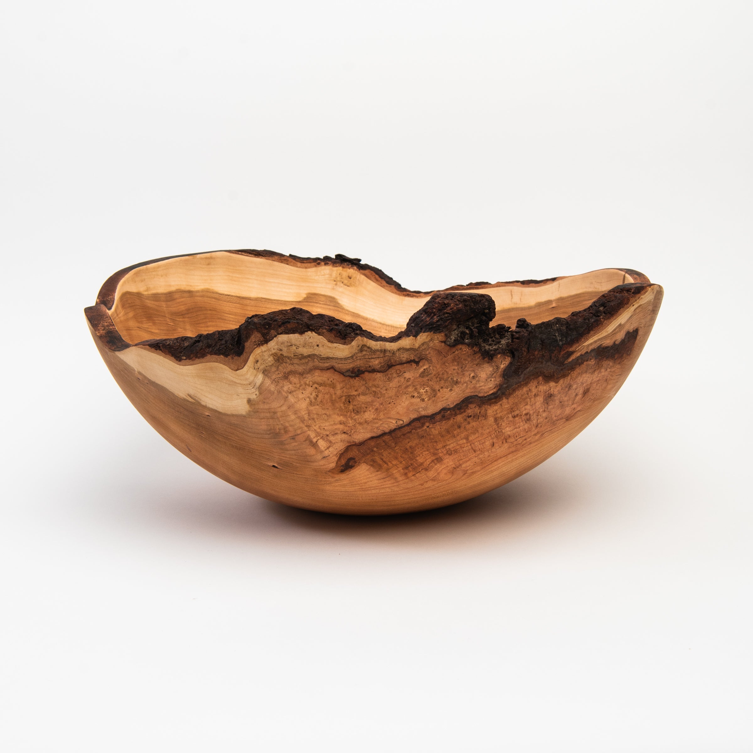 18" Live Edge Cherry Bowl on a white background at Addison West