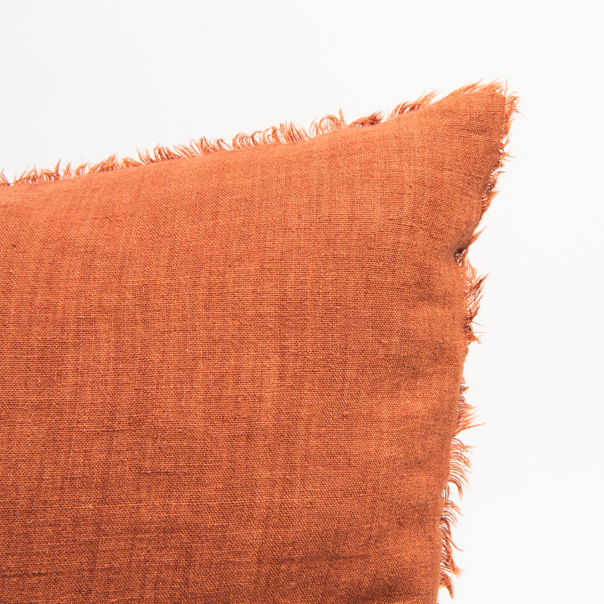Lina Linen 24" Pillow in Burnt Umber on a white background at Addison West