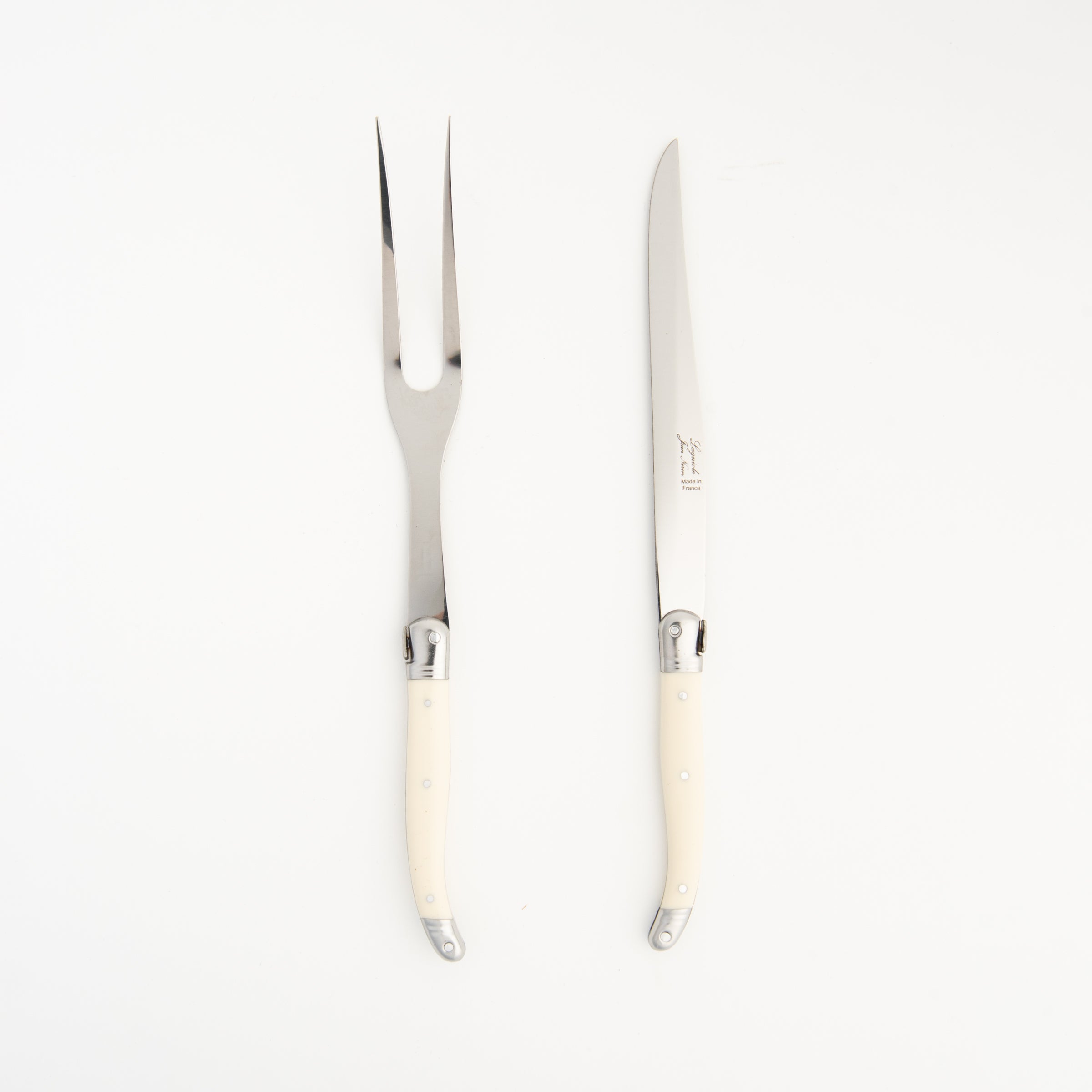 Laguiole Ivory Carving Set on a white background at Addison West