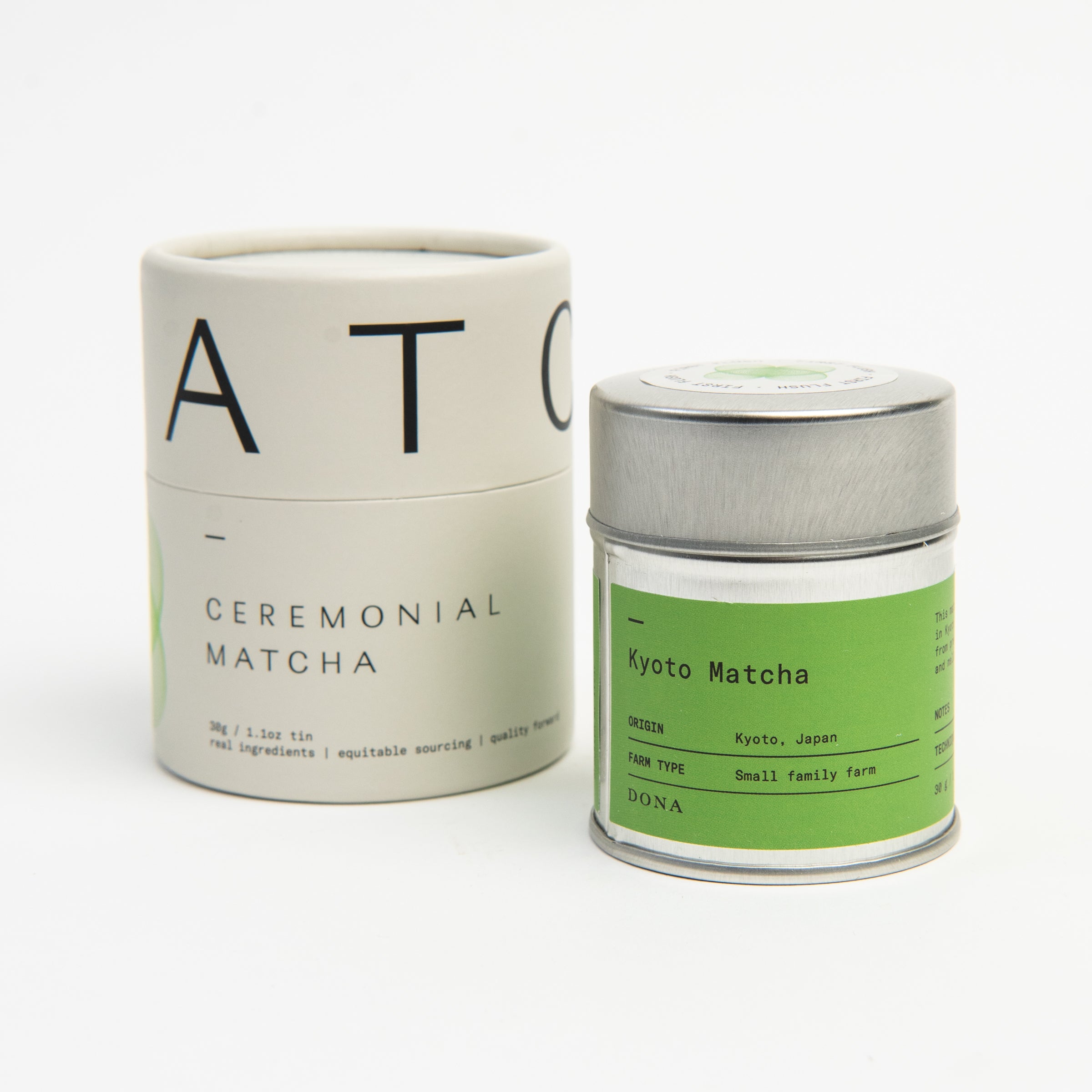 DONA First Flush Ceremonial Matcha on a white background at Addison West