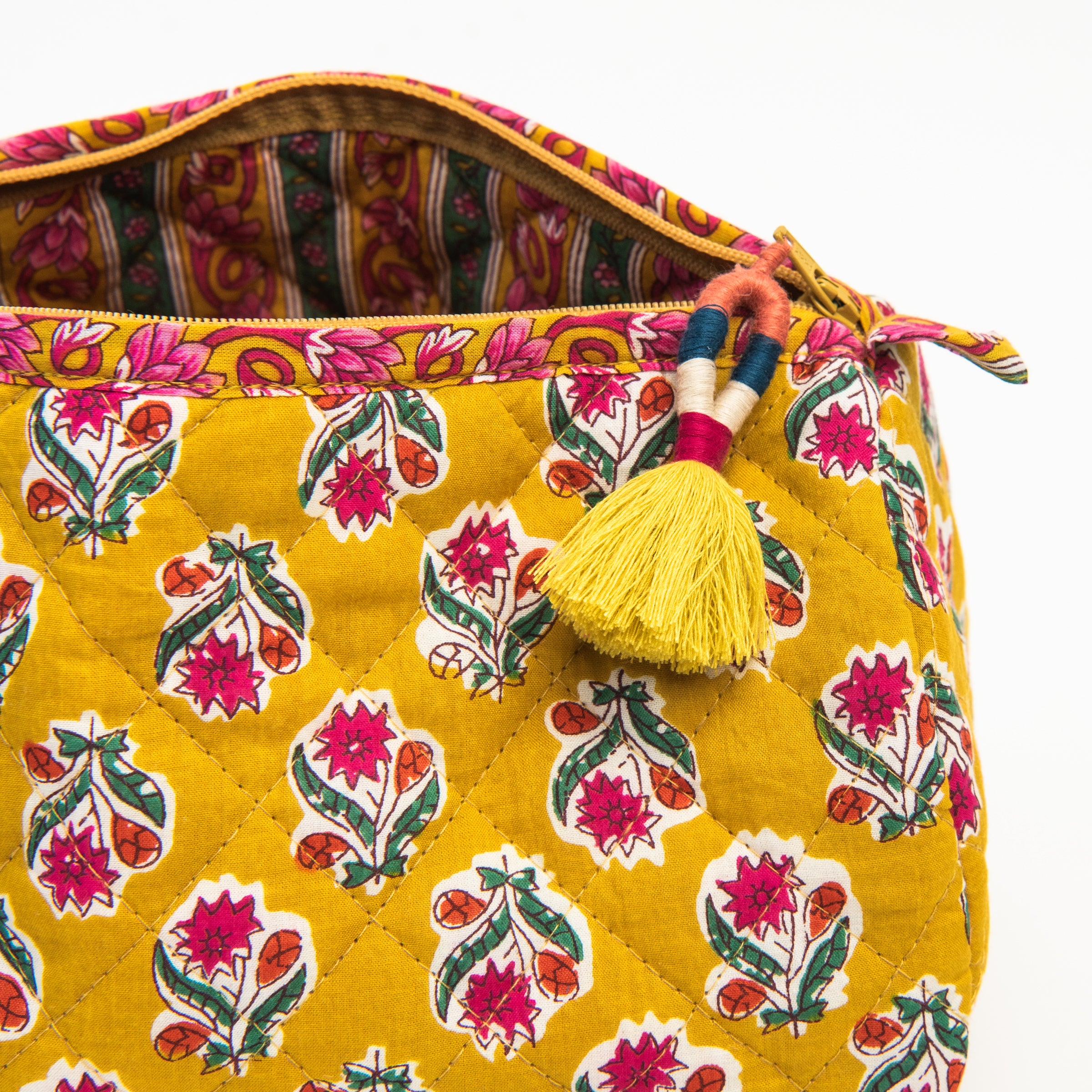 Quilted Voile Printed Pouch on a white background at Addison West