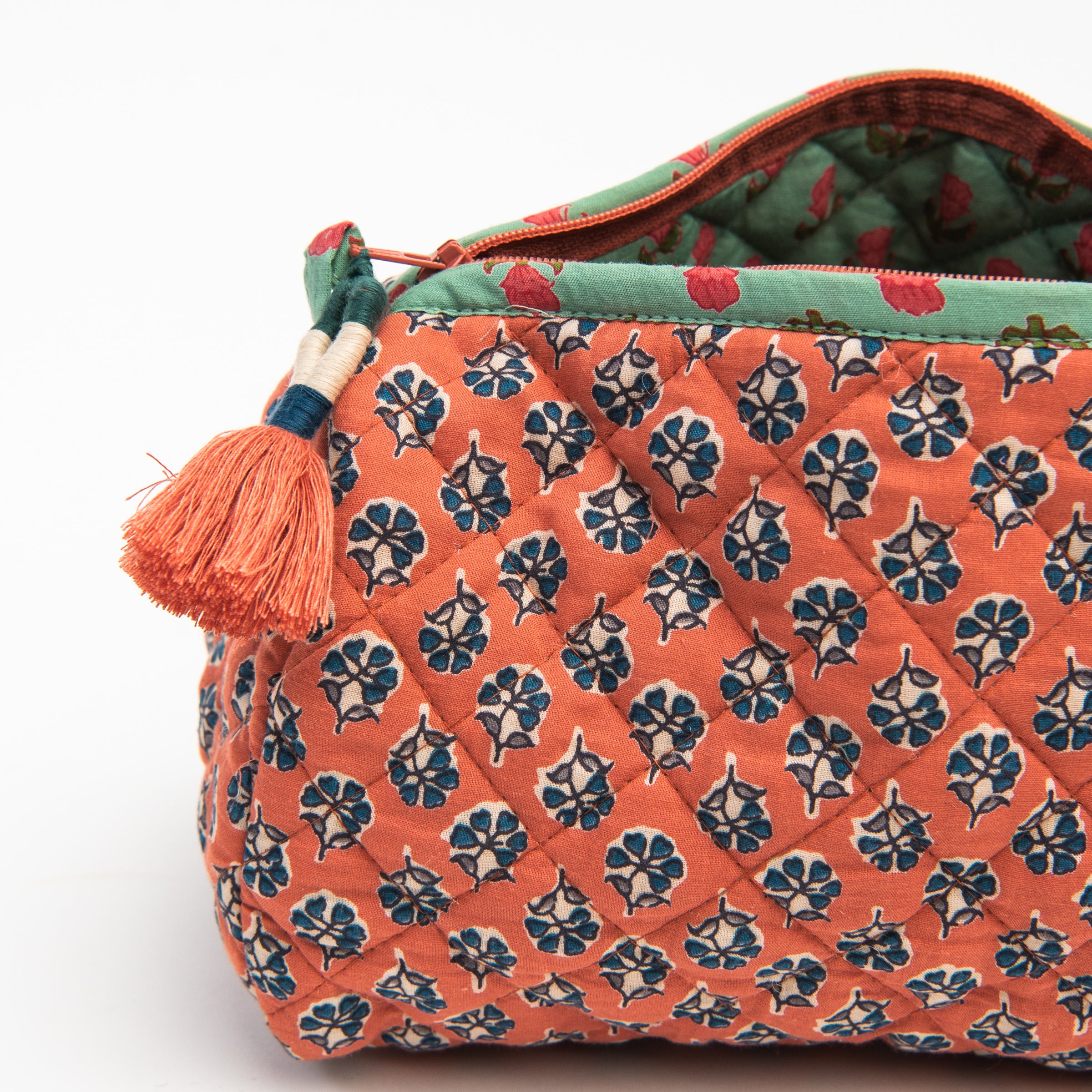 Quilted Voile Printed Pouch on a white background at Addison West
