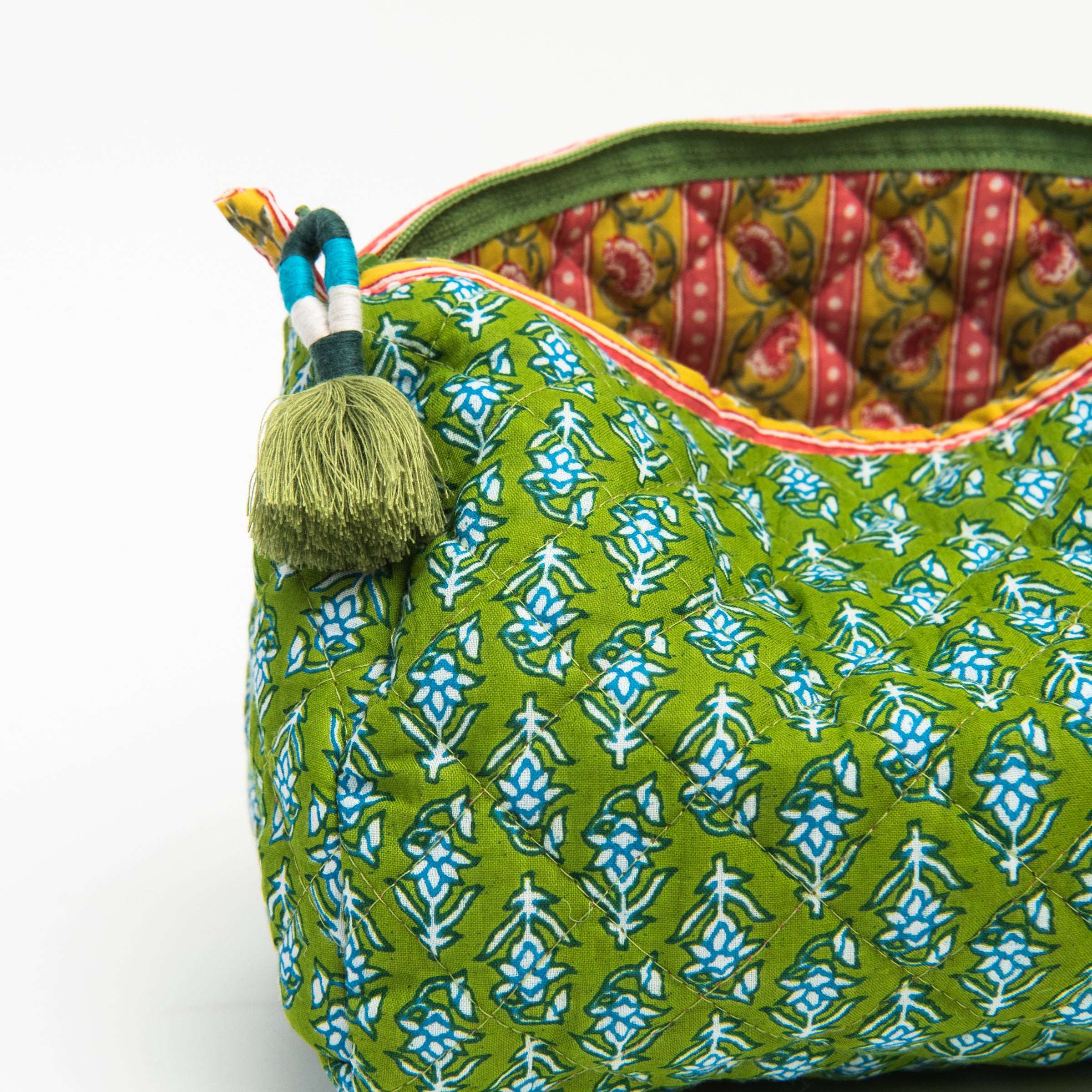 Quilted Voile Printed Pouch on a white background at Addison West