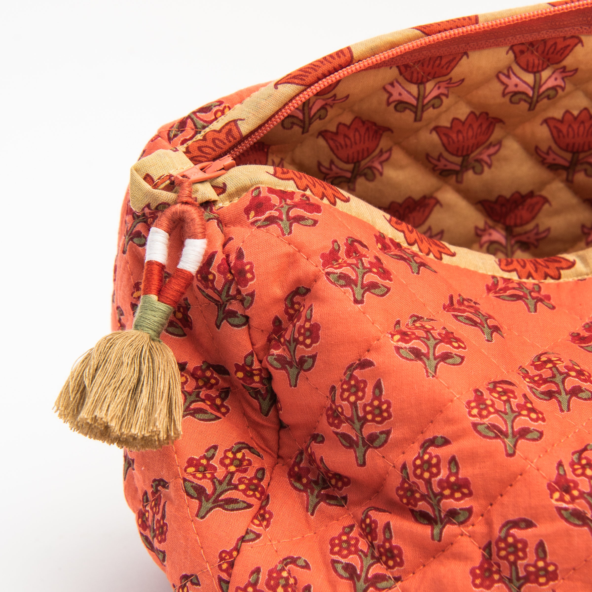 Quilted Voile Printed Pouch on a white background at Addison West