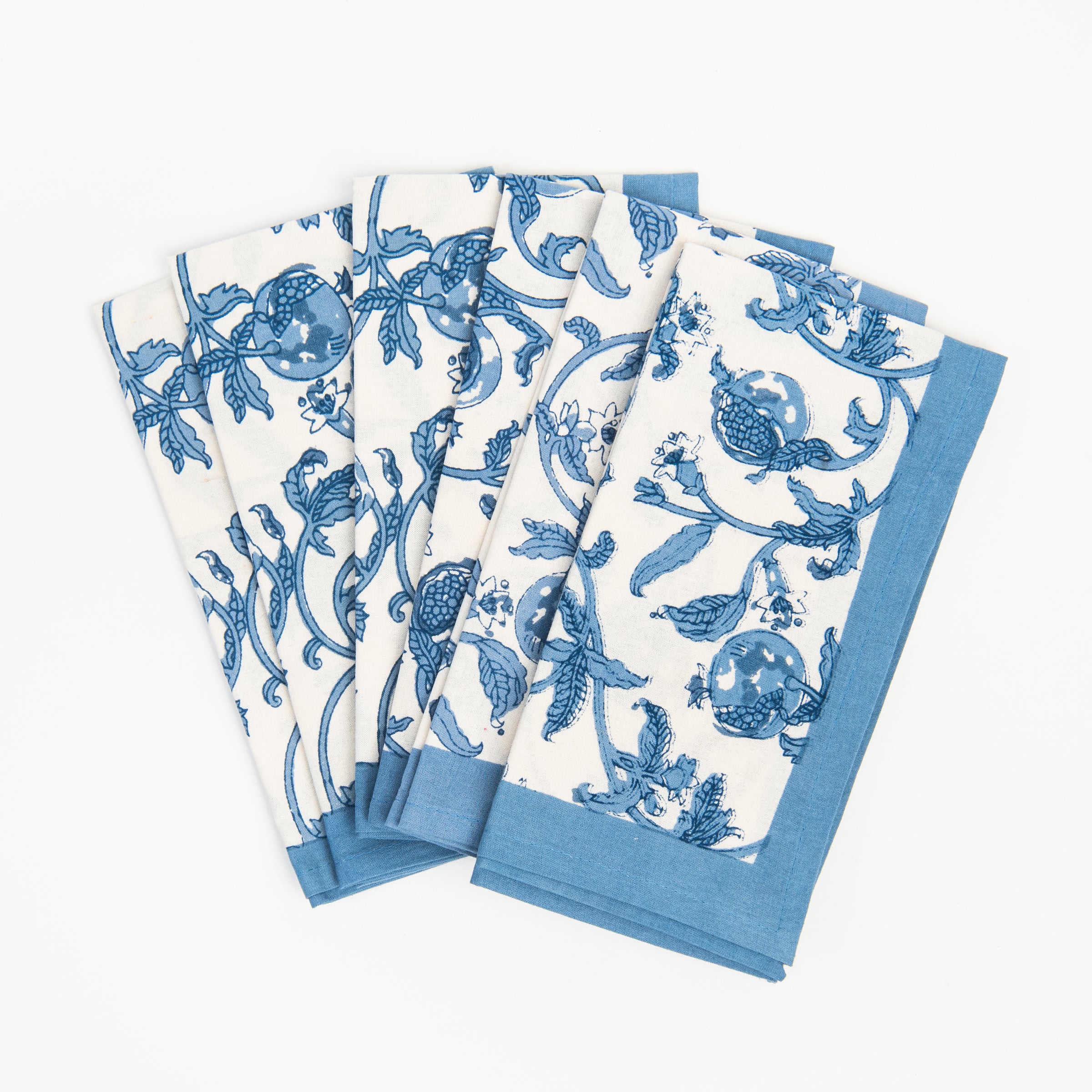 Granada Cornflower Napkins, Set of 6 on a white background at Addison West