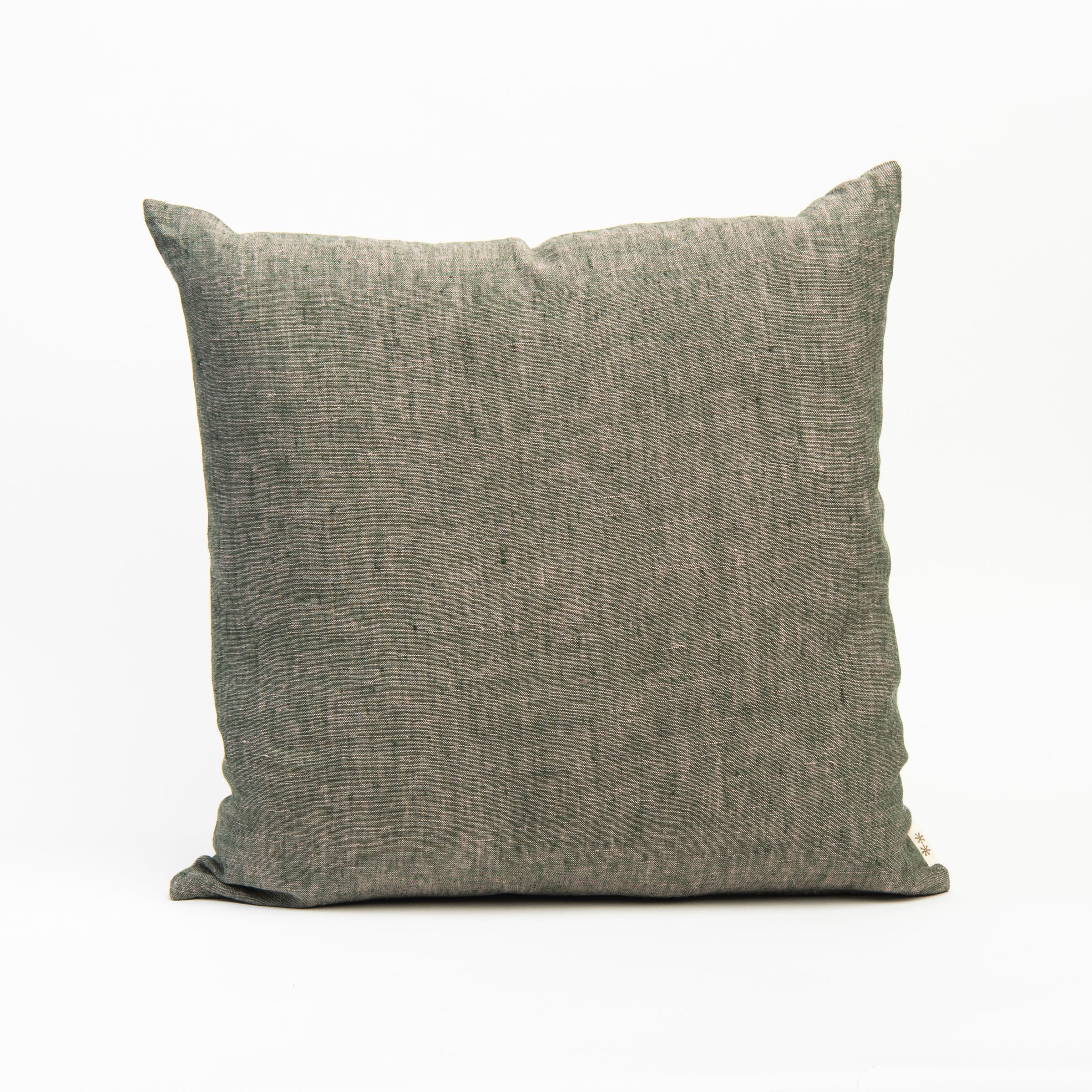 20" Linen Chambray Pillow in Green on a white background at Addison West