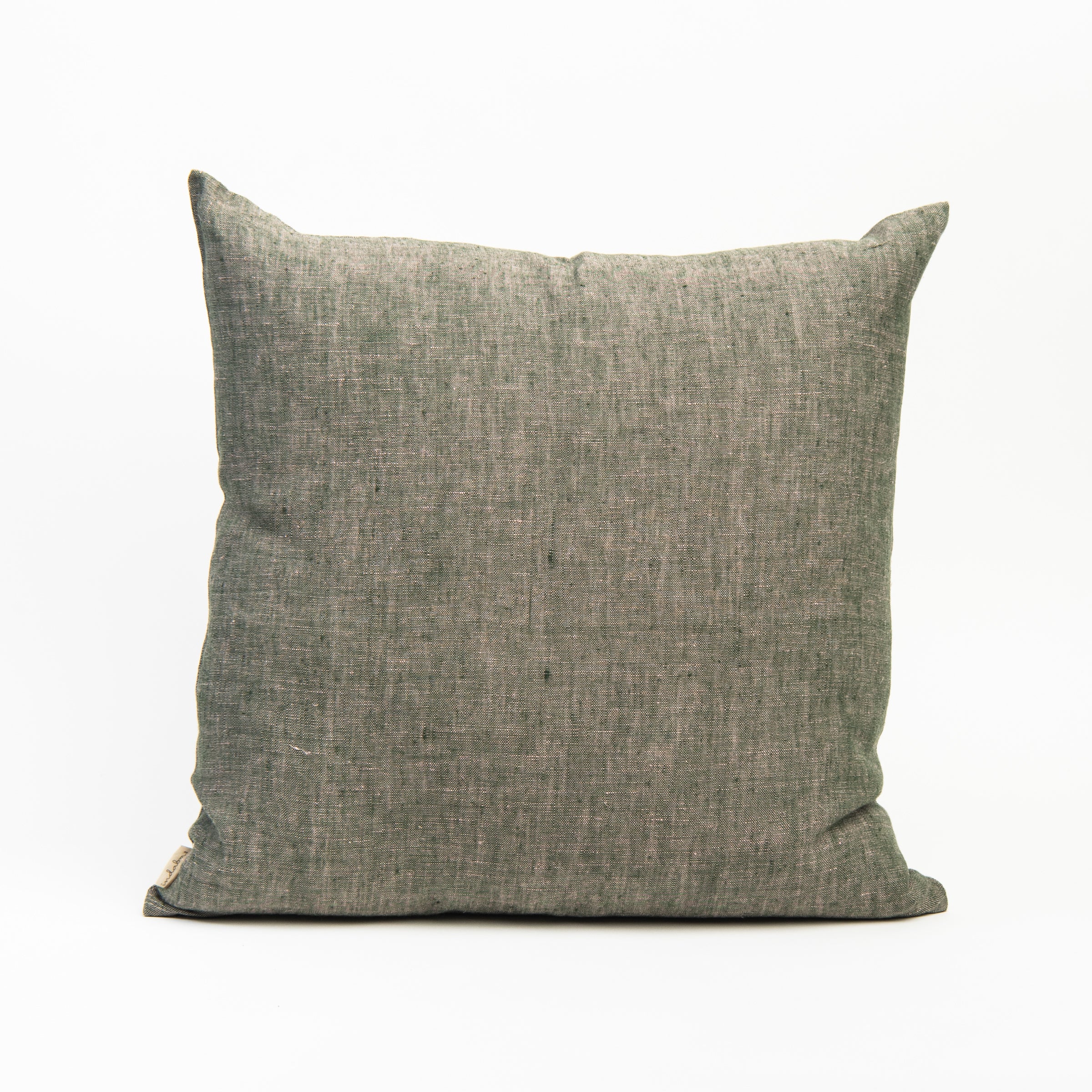 20" Linen Chambray Pillow in Green on a white background at Addison West