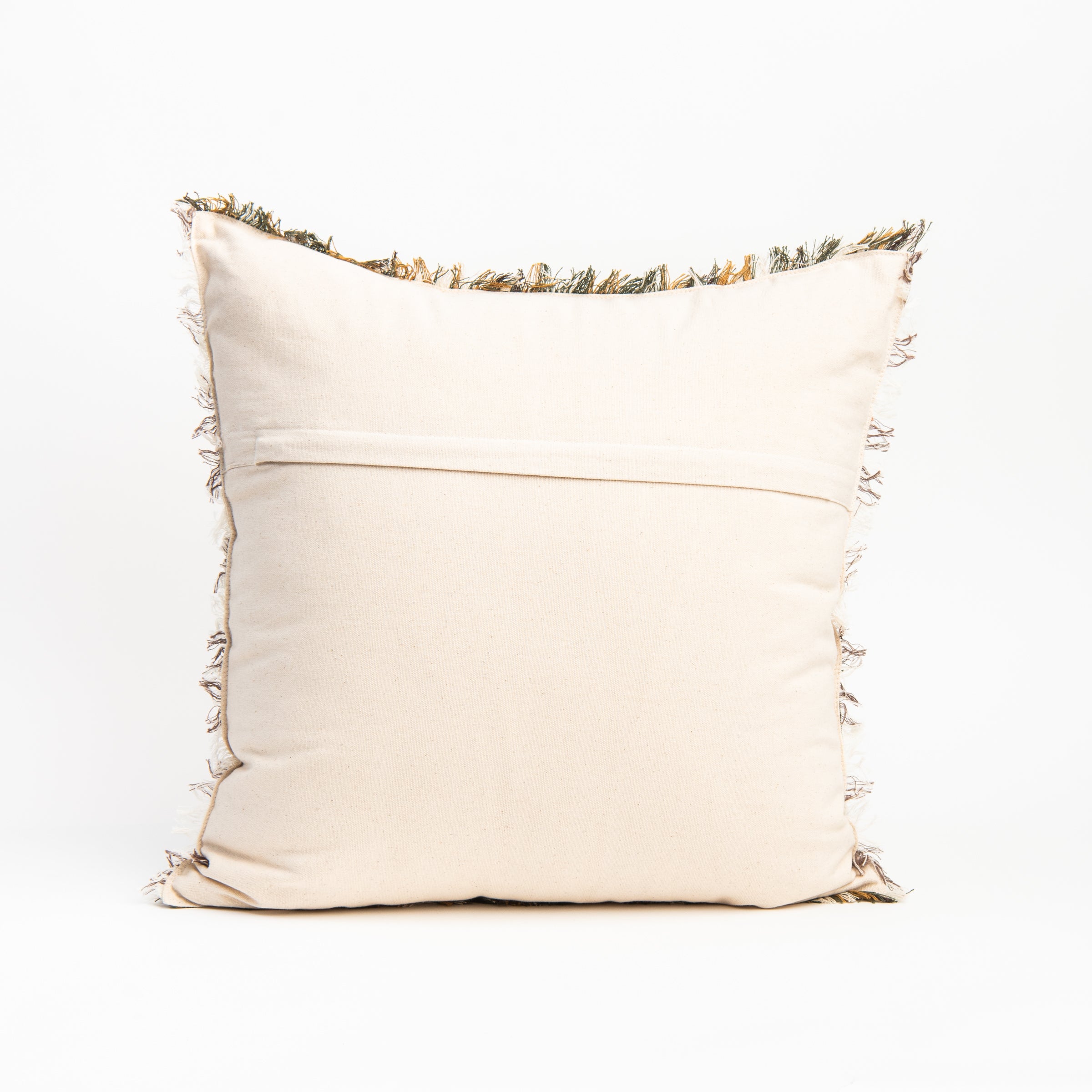 Back of Herbalist Plaid Throw Pillow on a white background at Addison West