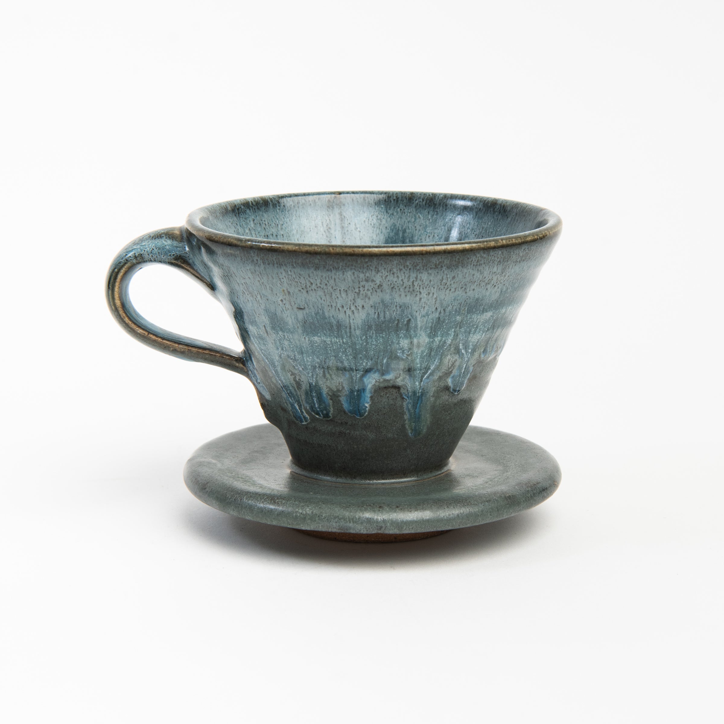 Lakeshore Grey Ceramic Pour Over Coffee Maker on a white background at Addison West
