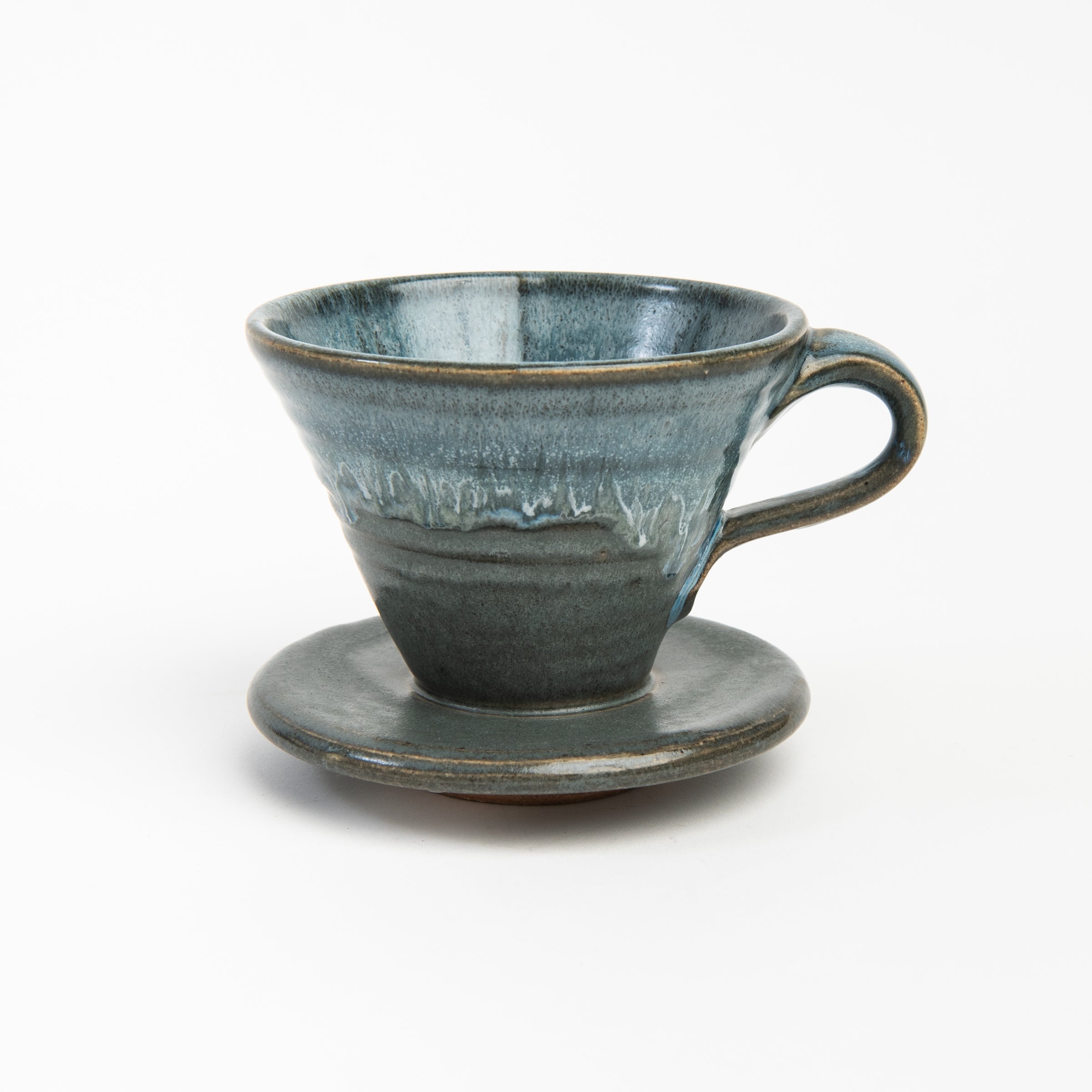 Lakeshore Grey Ceramic Pour Over Coffee Maker on a white background at Addison West
