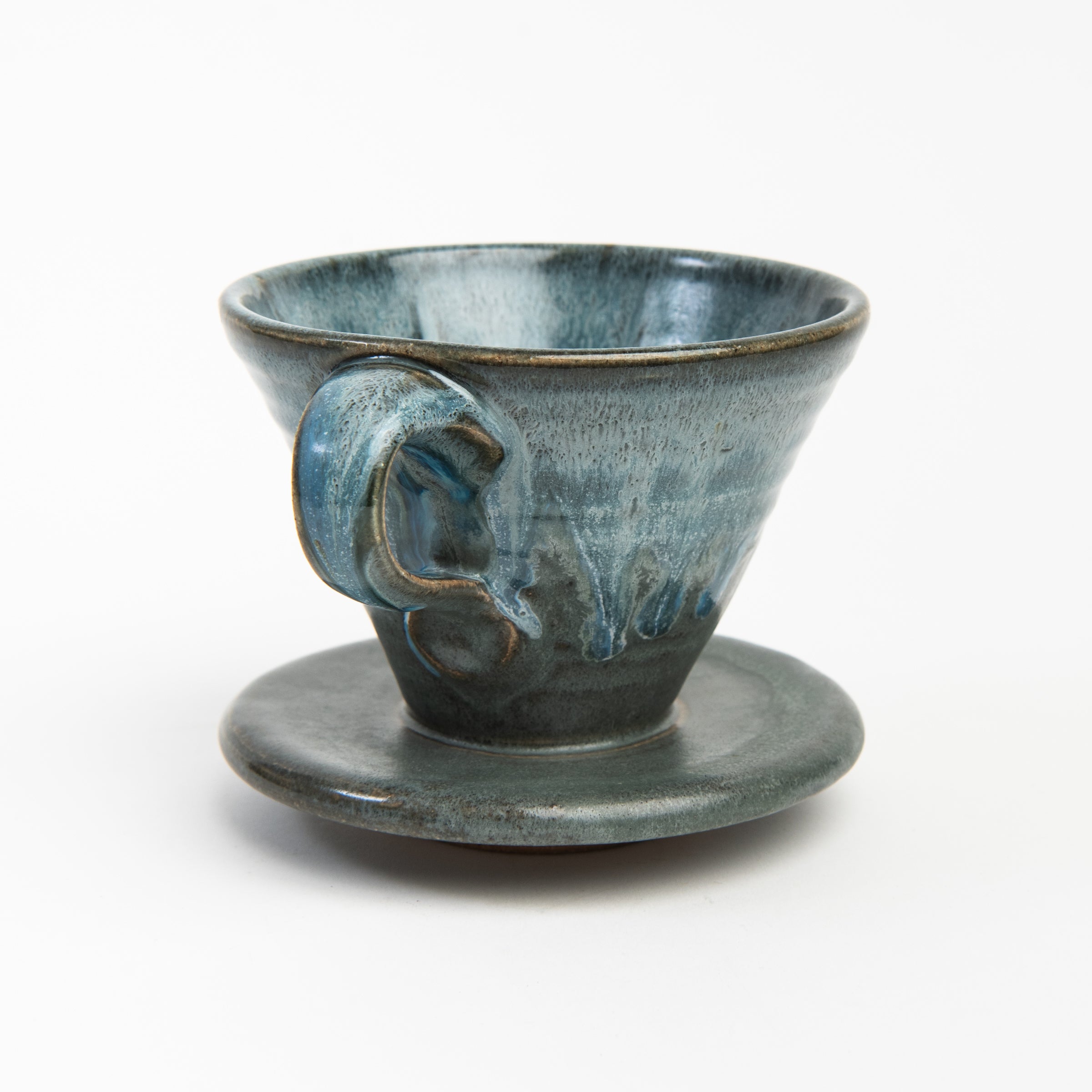 Lakeshore Grey Ceramic Pour Over Coffee Maker on a white background at Addison West