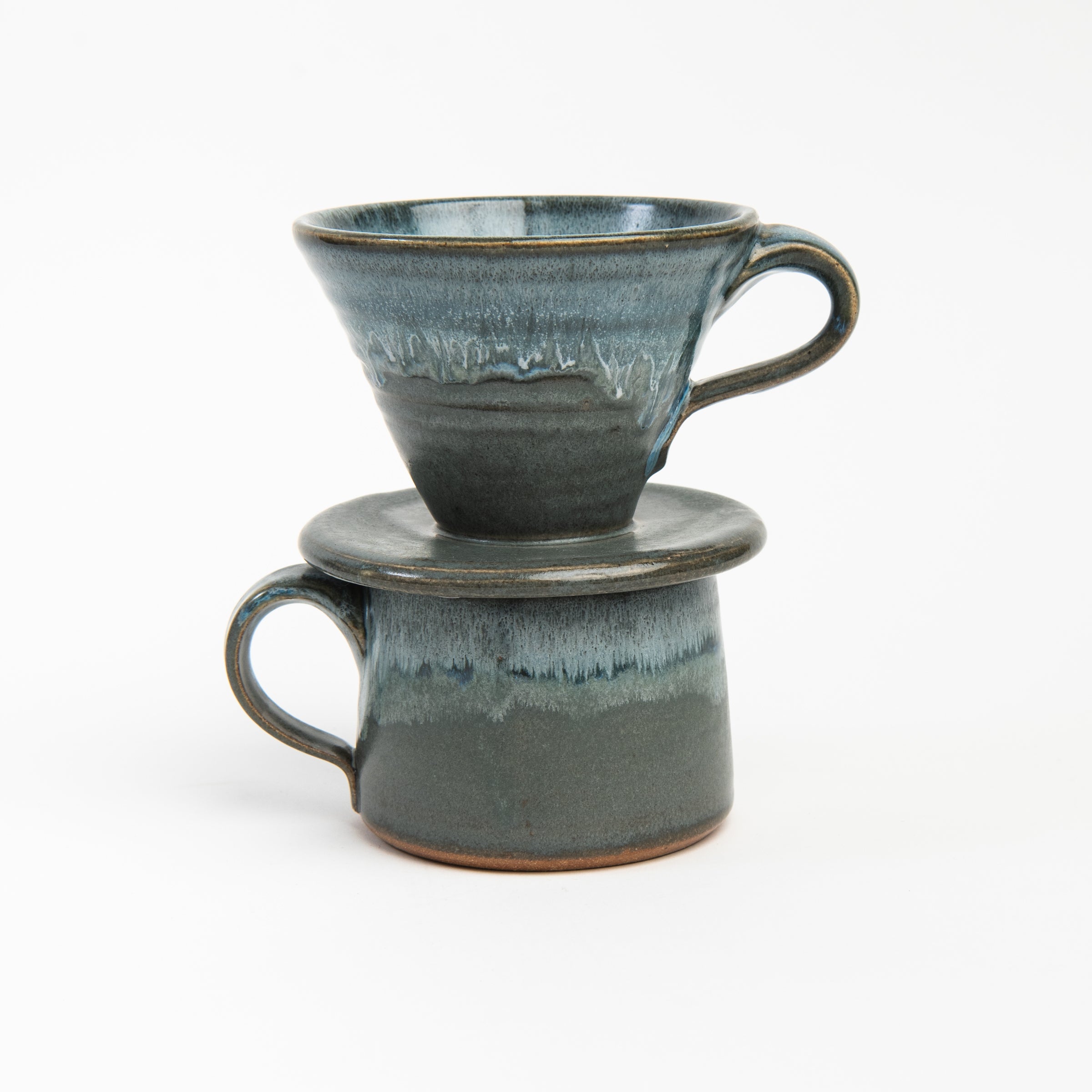 Lakeshore Grey Ceramic Pour Over Coffee Maker on a white background at Addison West