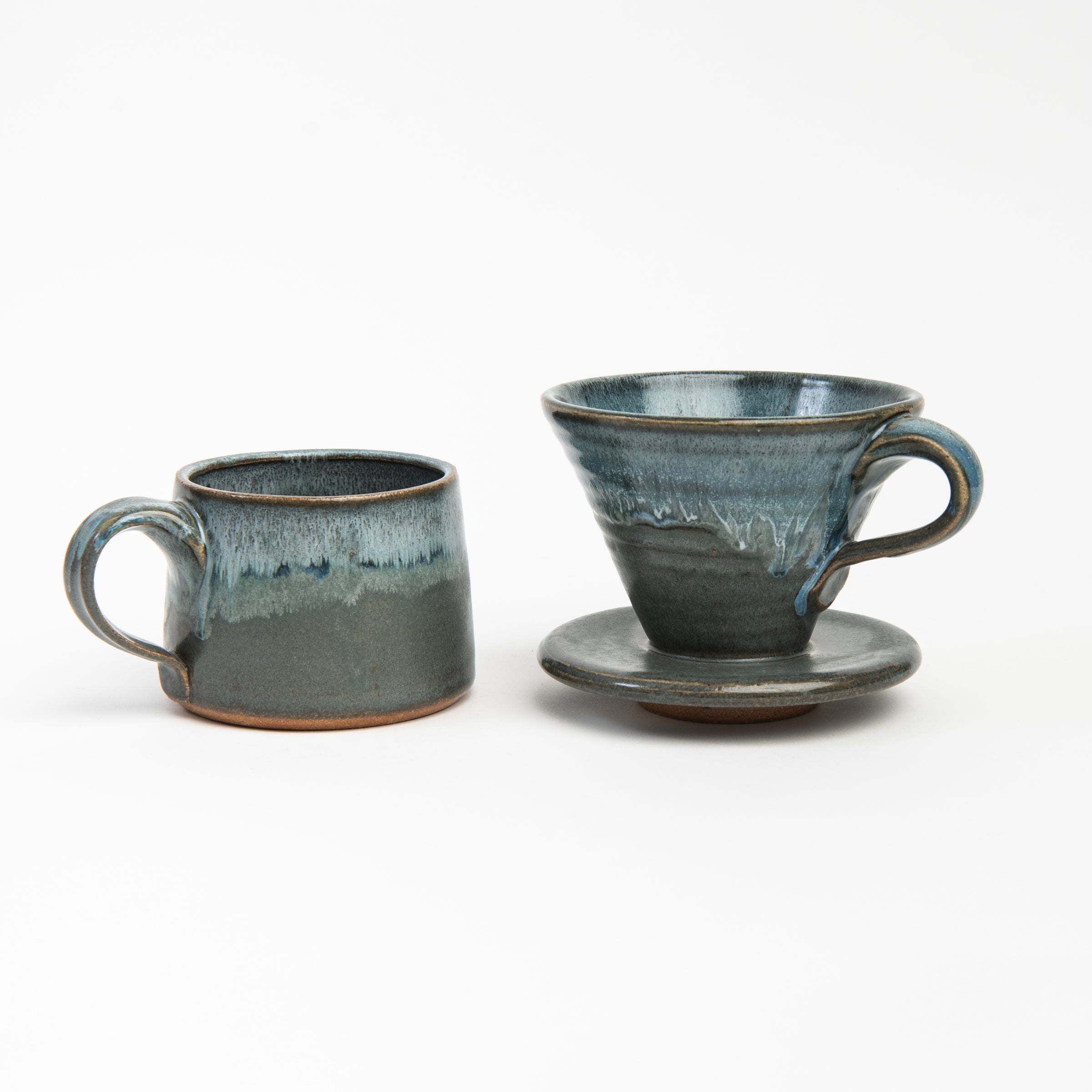 Lakeshore Grey Ceramic Pour Over Coffee Maker on a white background at Addison West
