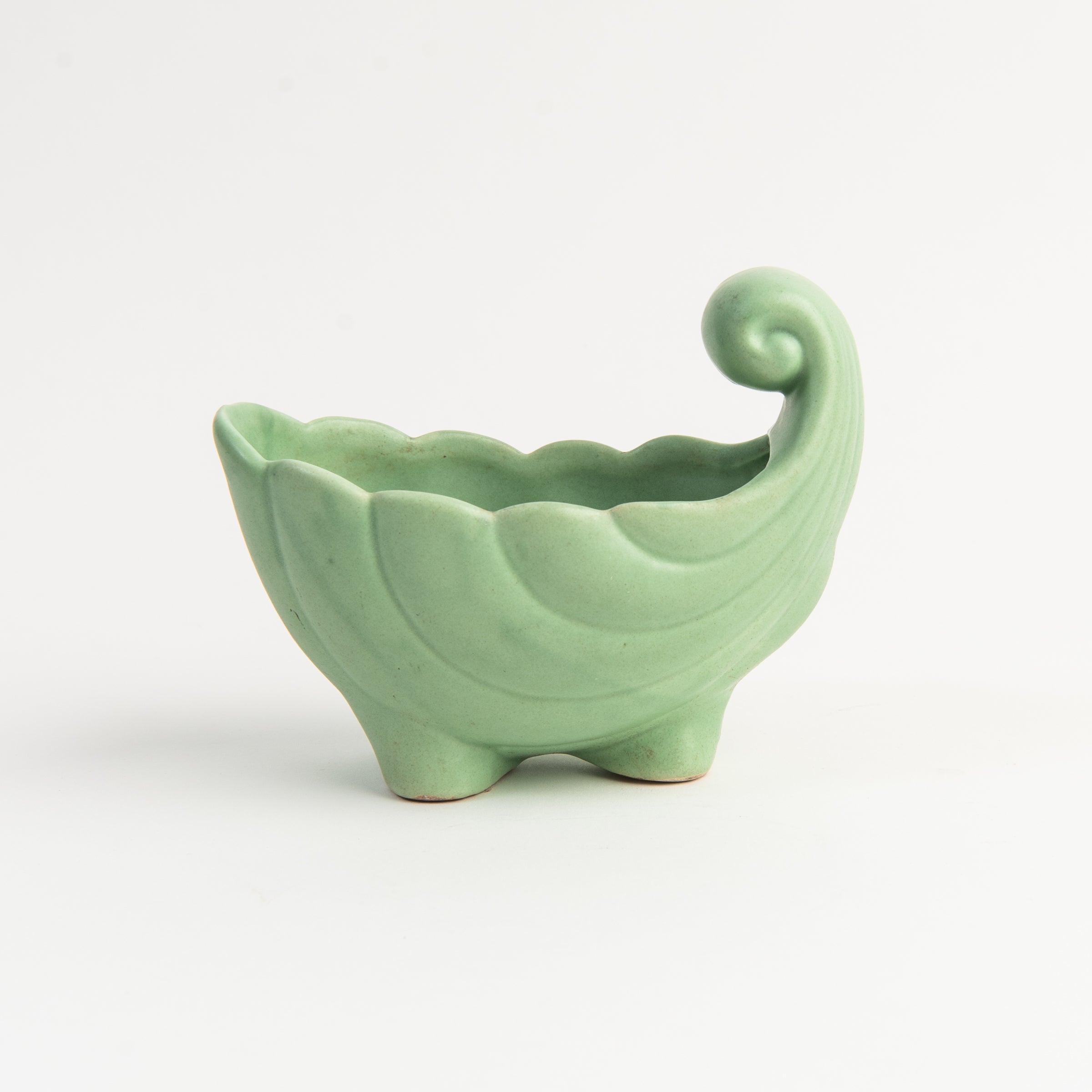 Vintage Mint Pottery Vase on a white background at Addison West
