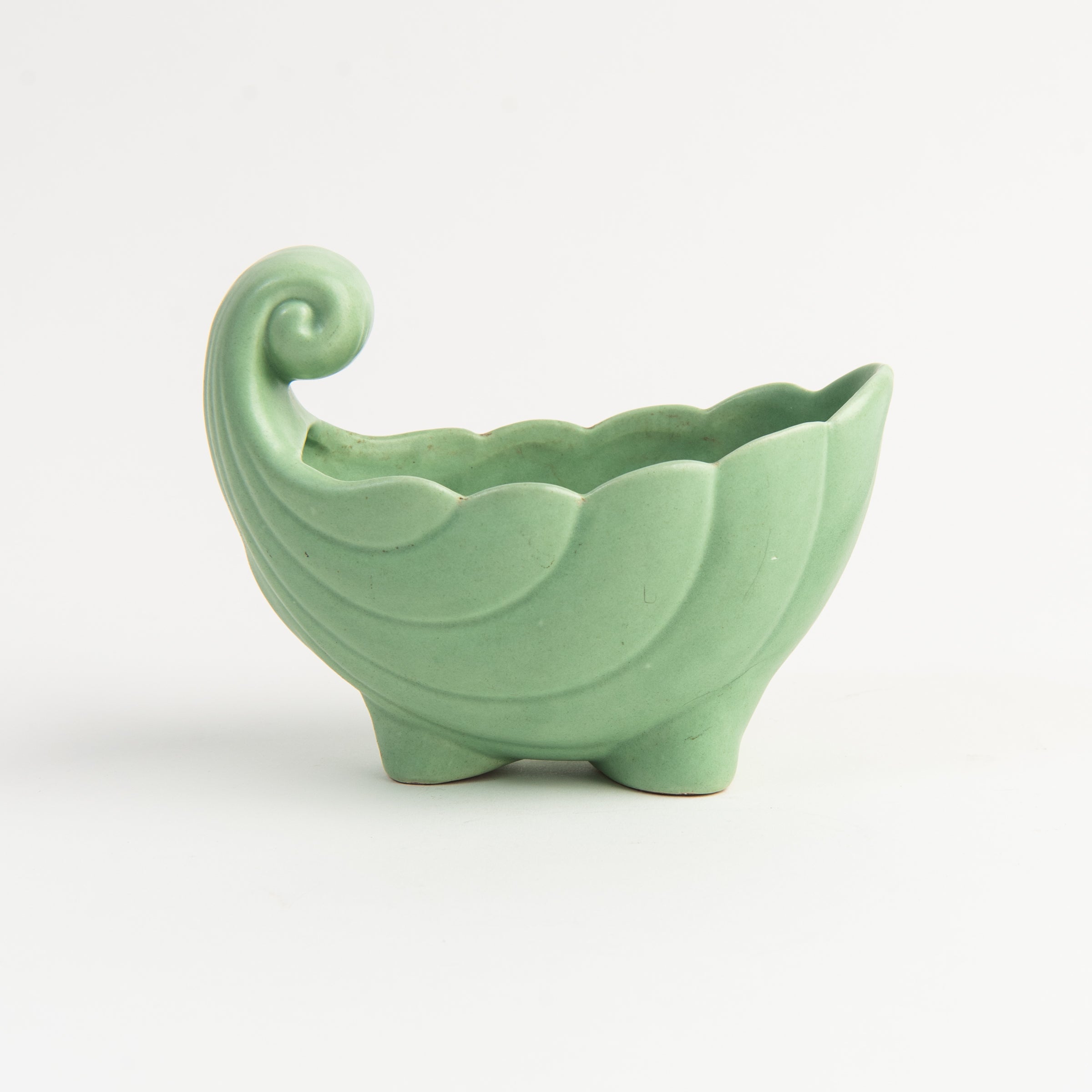 Vintage Mint Pottery Vase on a white background at Addison West