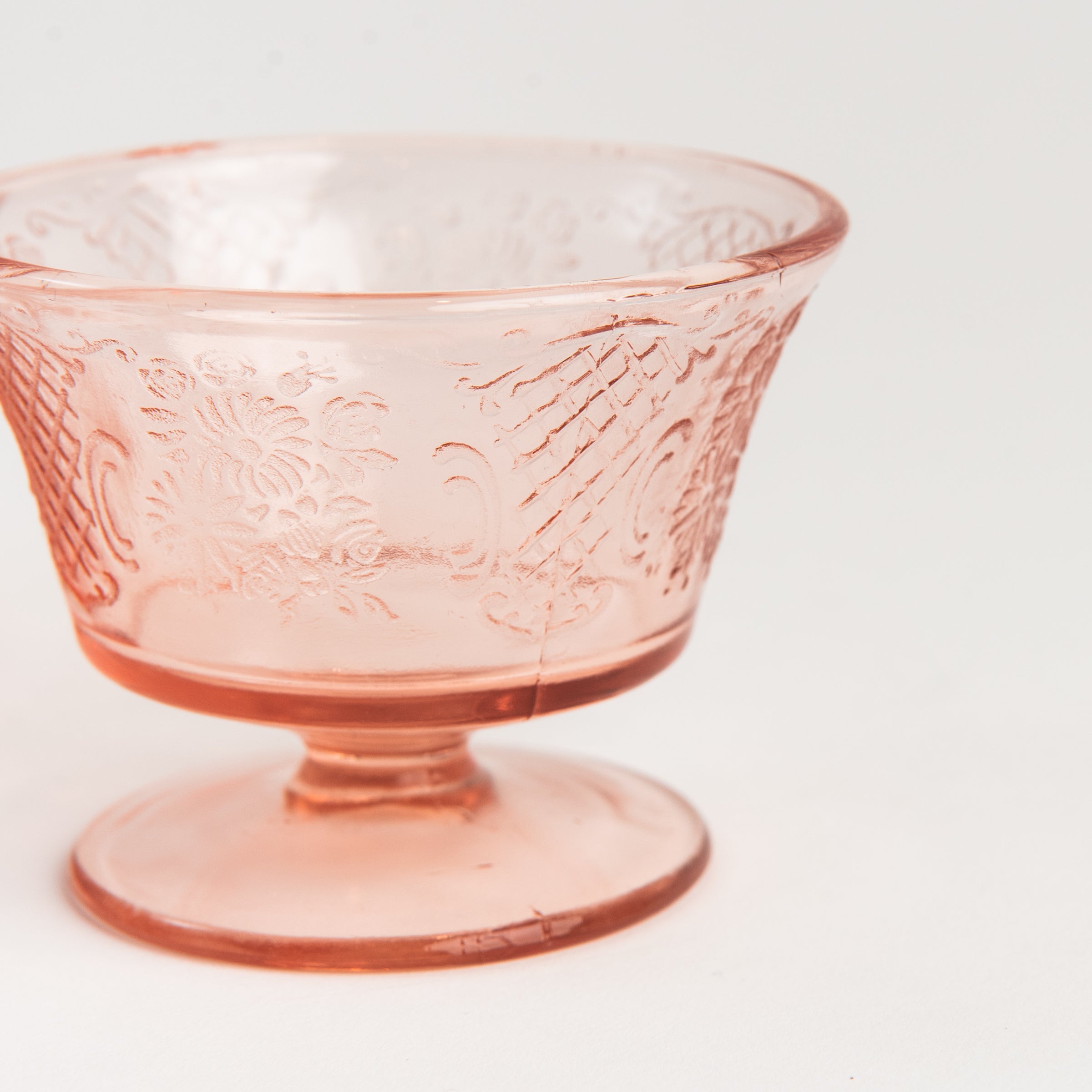 Vintage Depression Glass Footed Cups, Set of 2 on a white background at Addison West