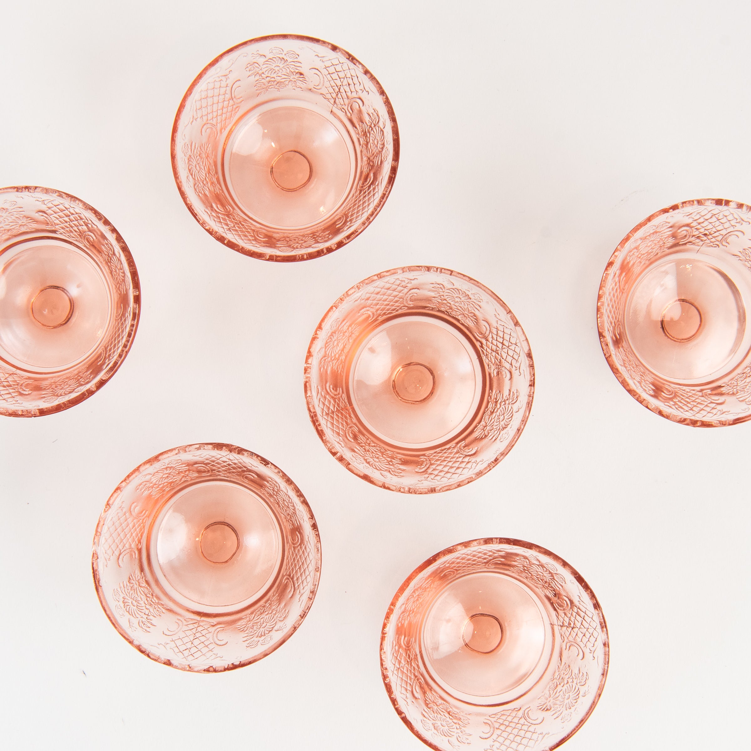 Vintage Depression Glass Footed Cups, Set of 2 on a white background at Addison West