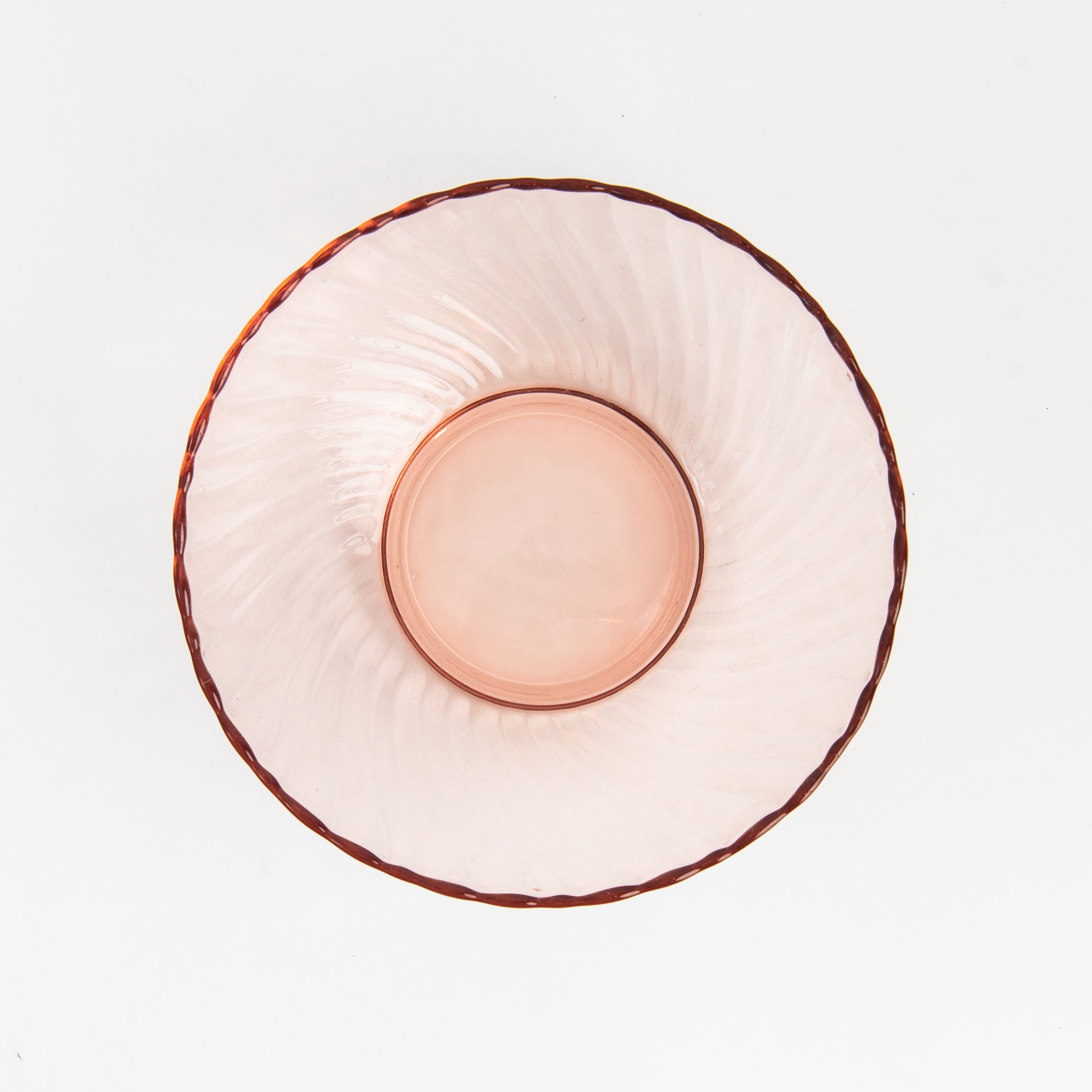 Vintage Blush Glass Serving Bowl on a white background at Addison West