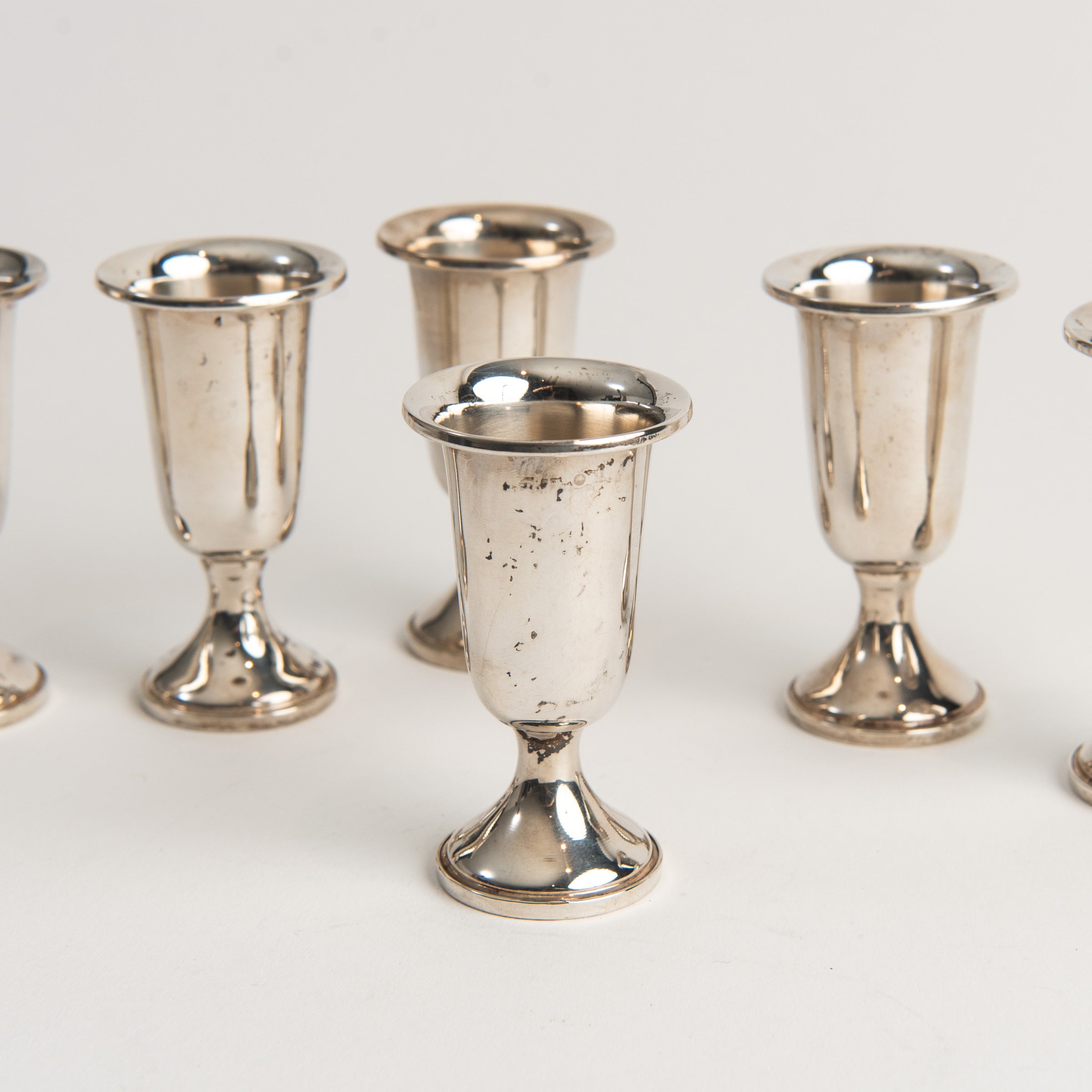 Vintage Towle Sterling Mini Goblets, Set of 2 on a white background at Addison West