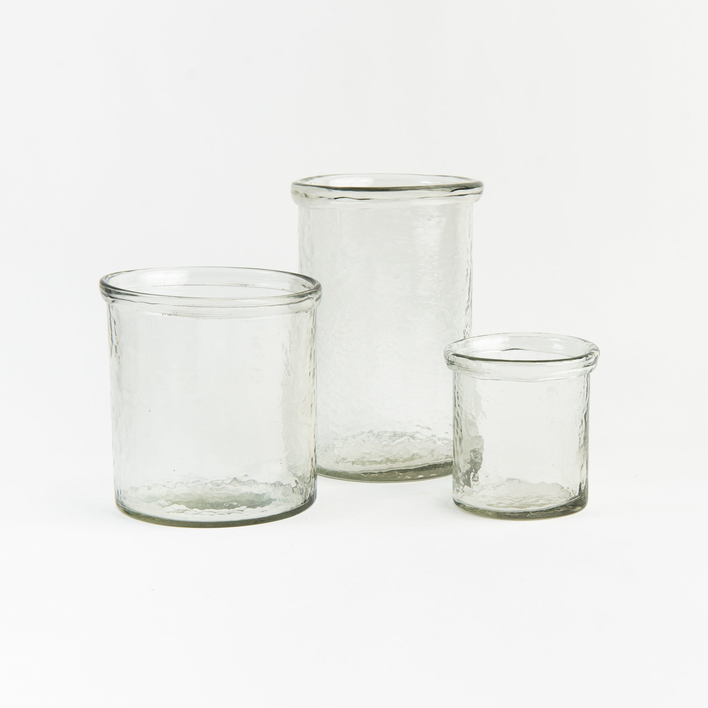 Banded Glass Cylinder vase hurricane on a white background at Addison West