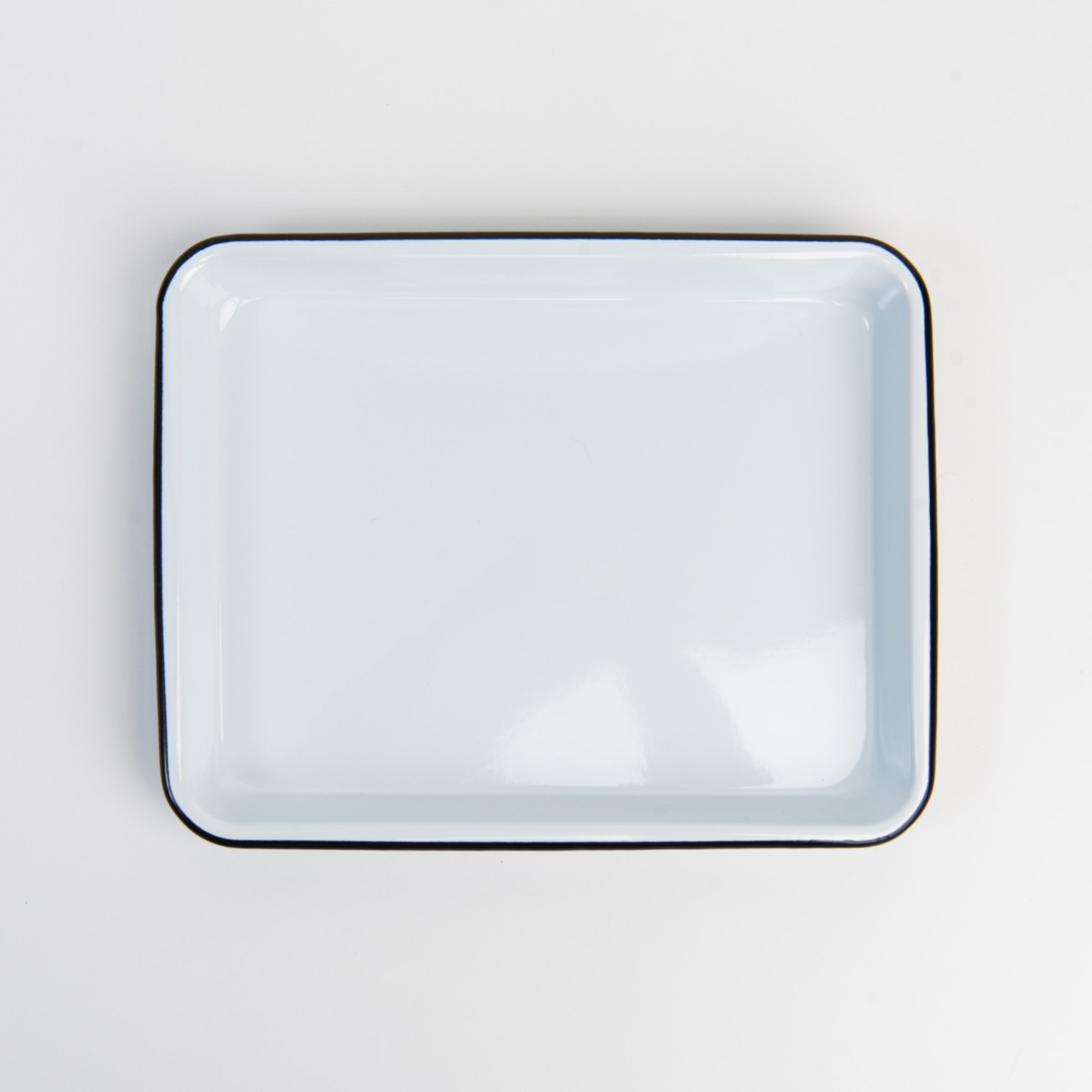 Small Vintage Enamelware Rectangular Tray on a white background at Addison West
