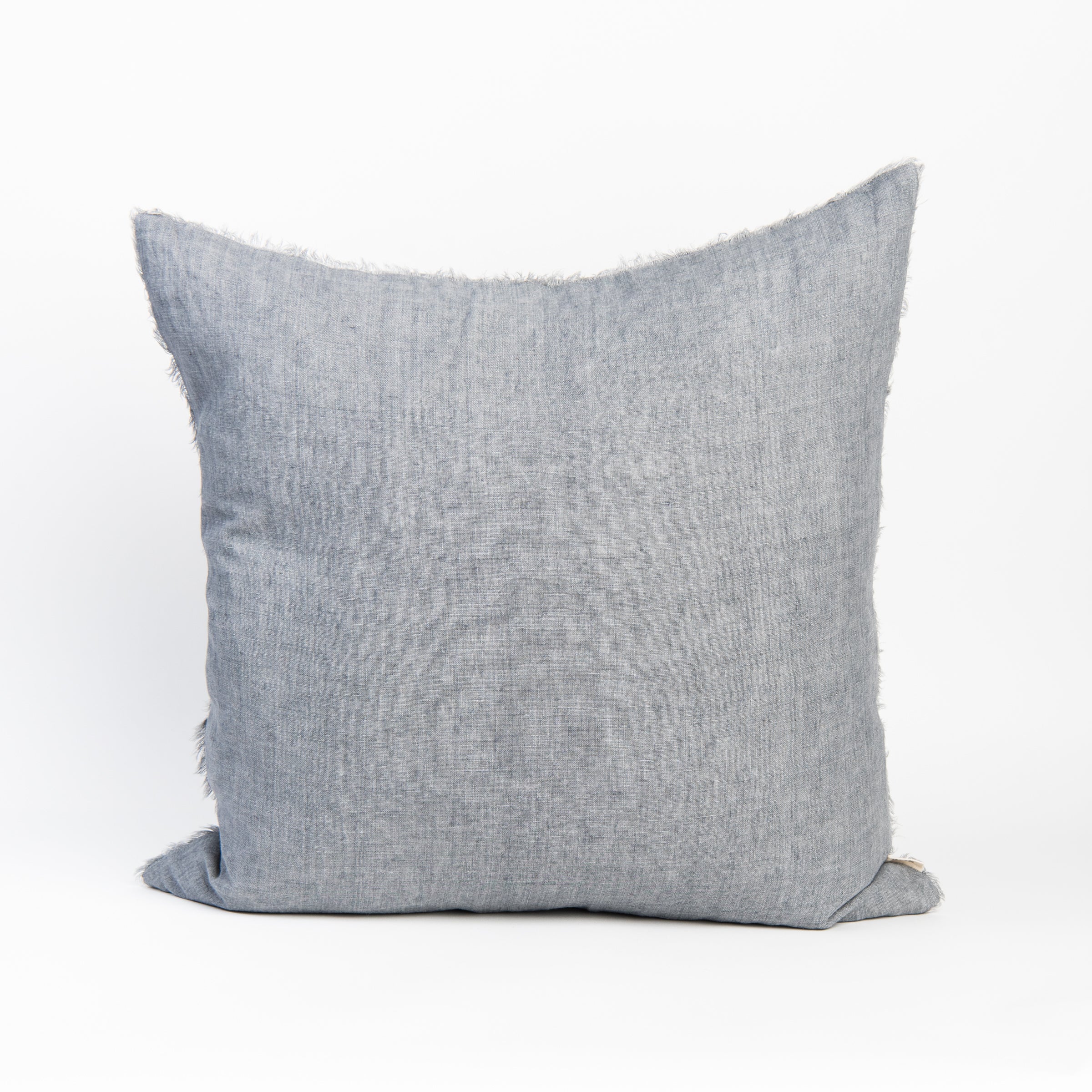 Lina Linen 24" Square Pillow in Steel Grey on a white background at Addison West