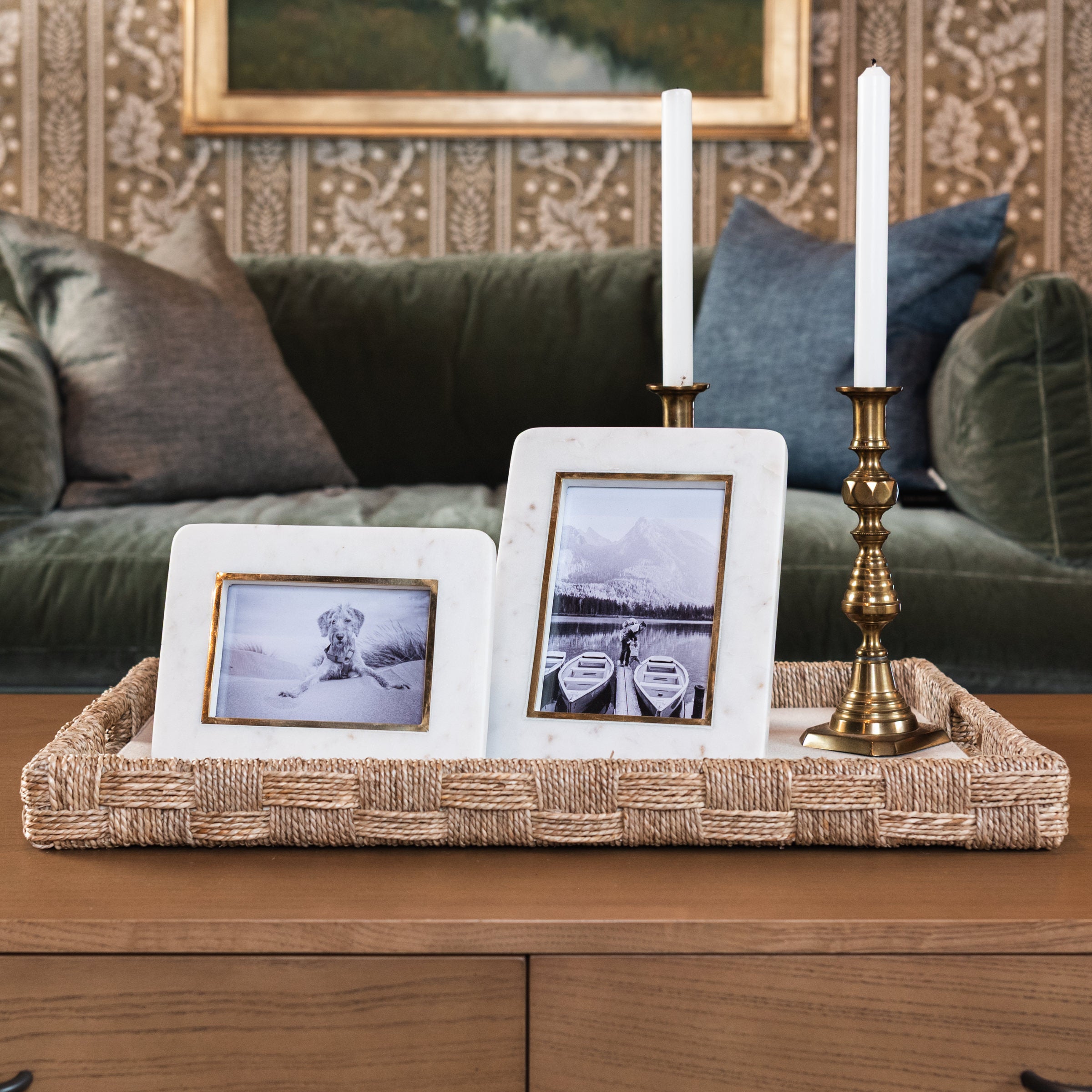 Minimalist Marble Photo Frame on a coffee table at Addison West