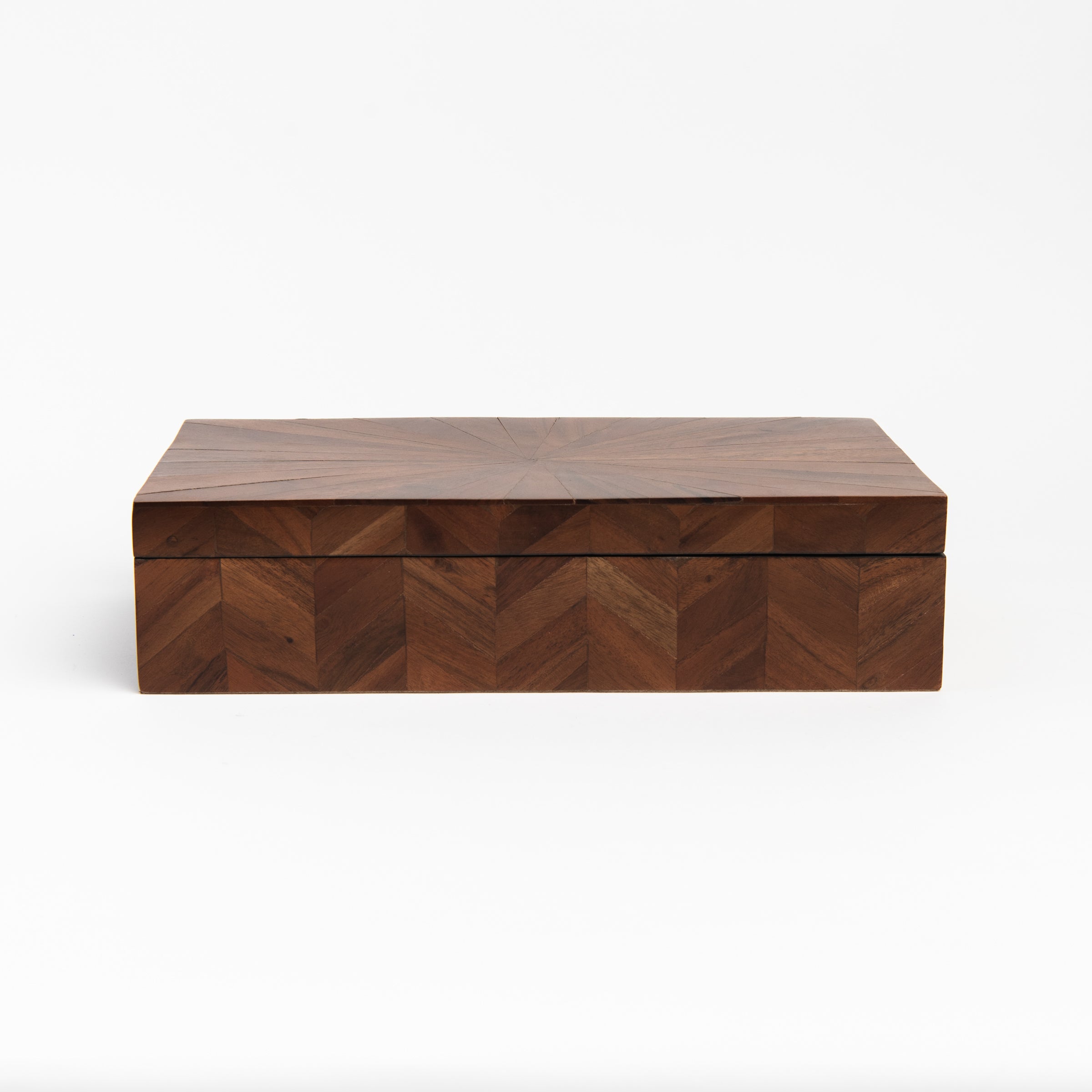 Large Chevron Wood Box on a white background at Addison West
