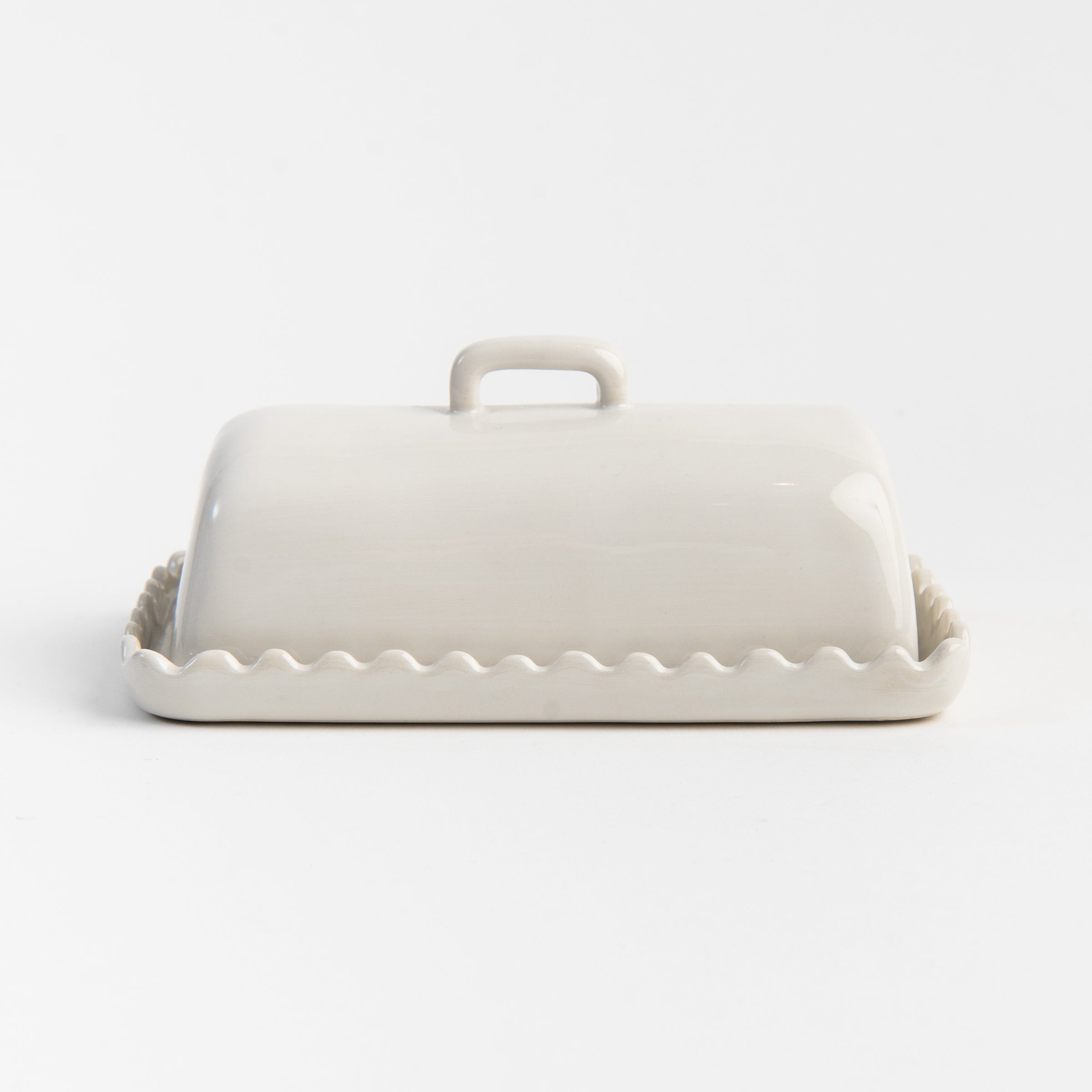 Scalloped Butter Dish on a white background at Addison West