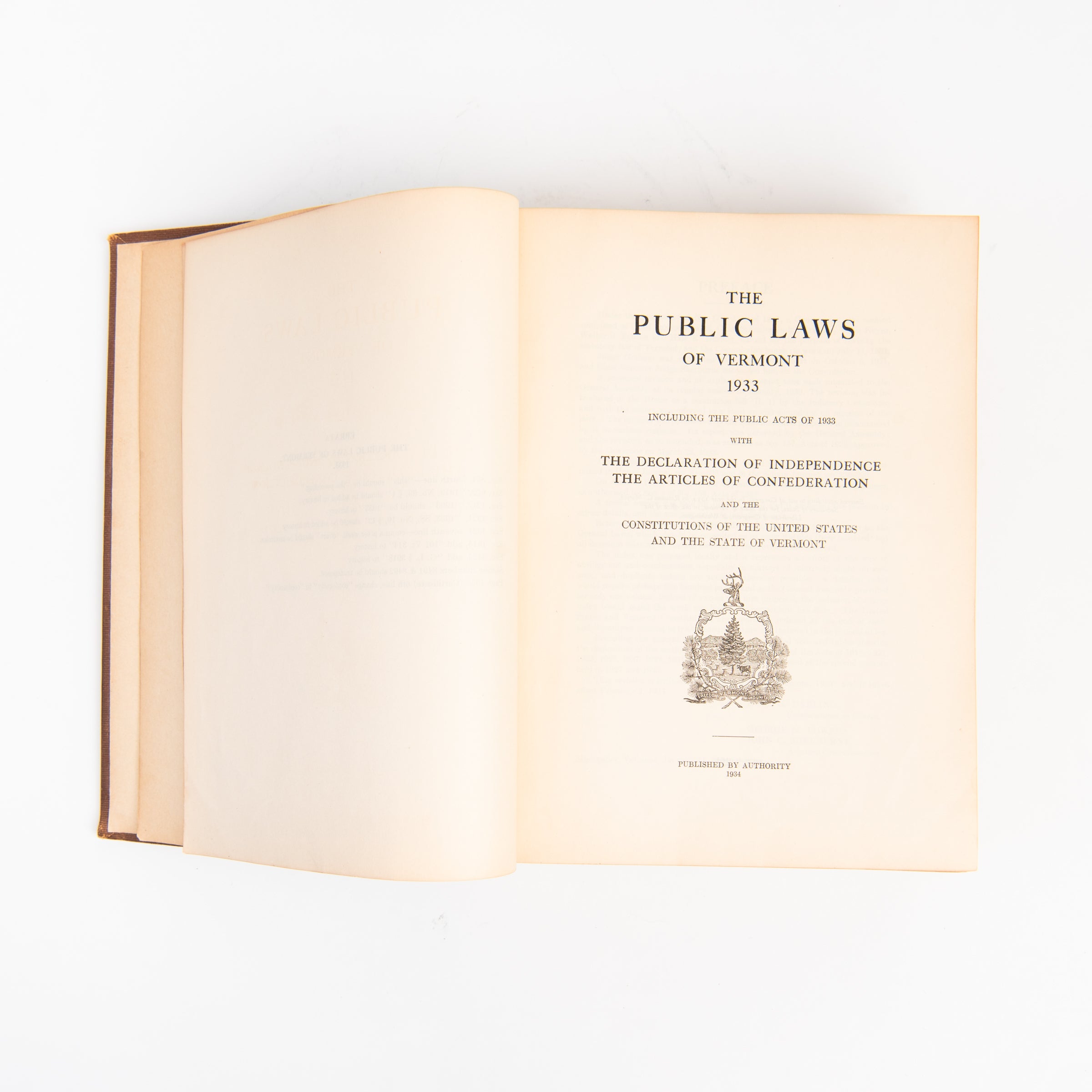 Vintage Vermont Law Book on a white background at Addison West