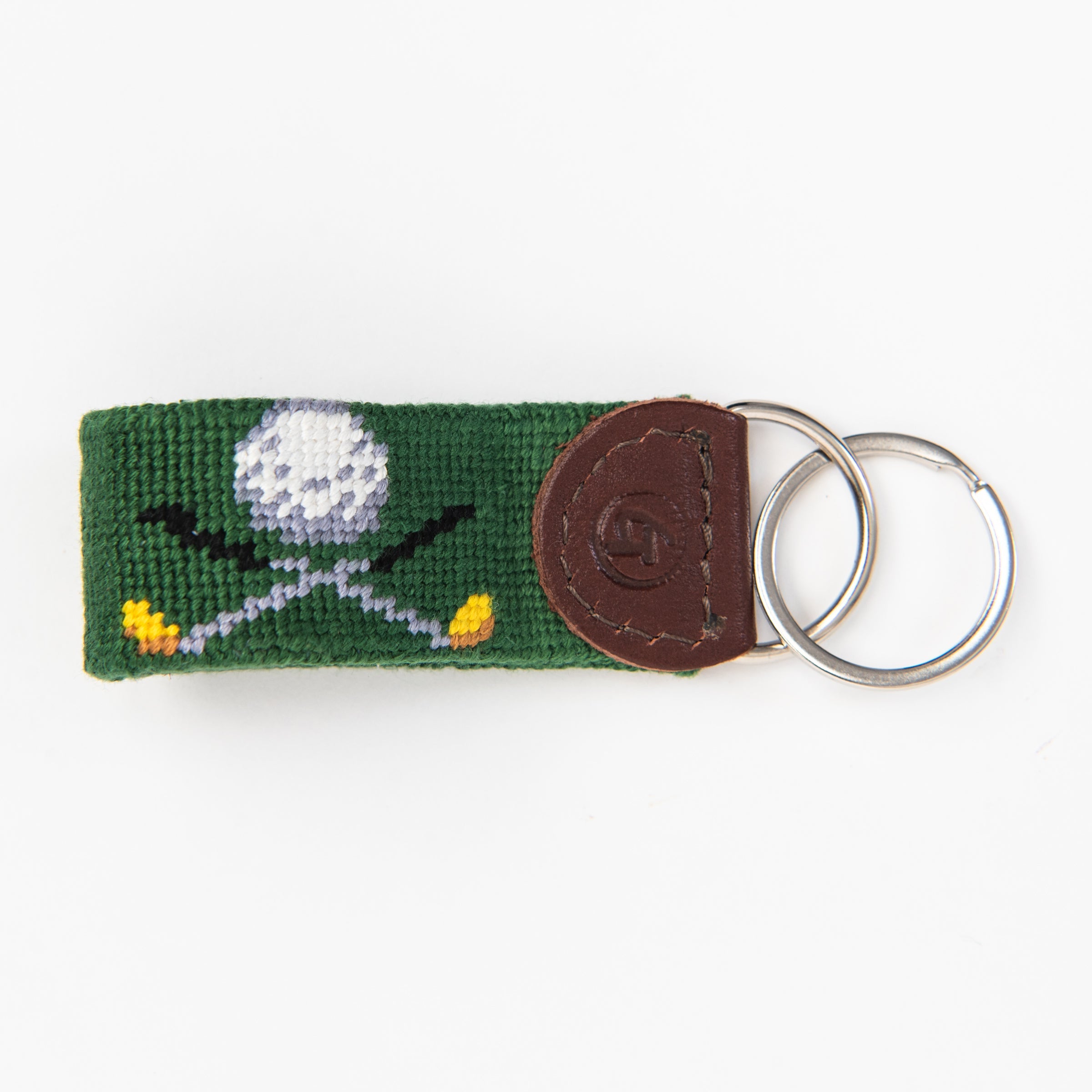 Golf Needlepoint Keychain on a white background at Addison West