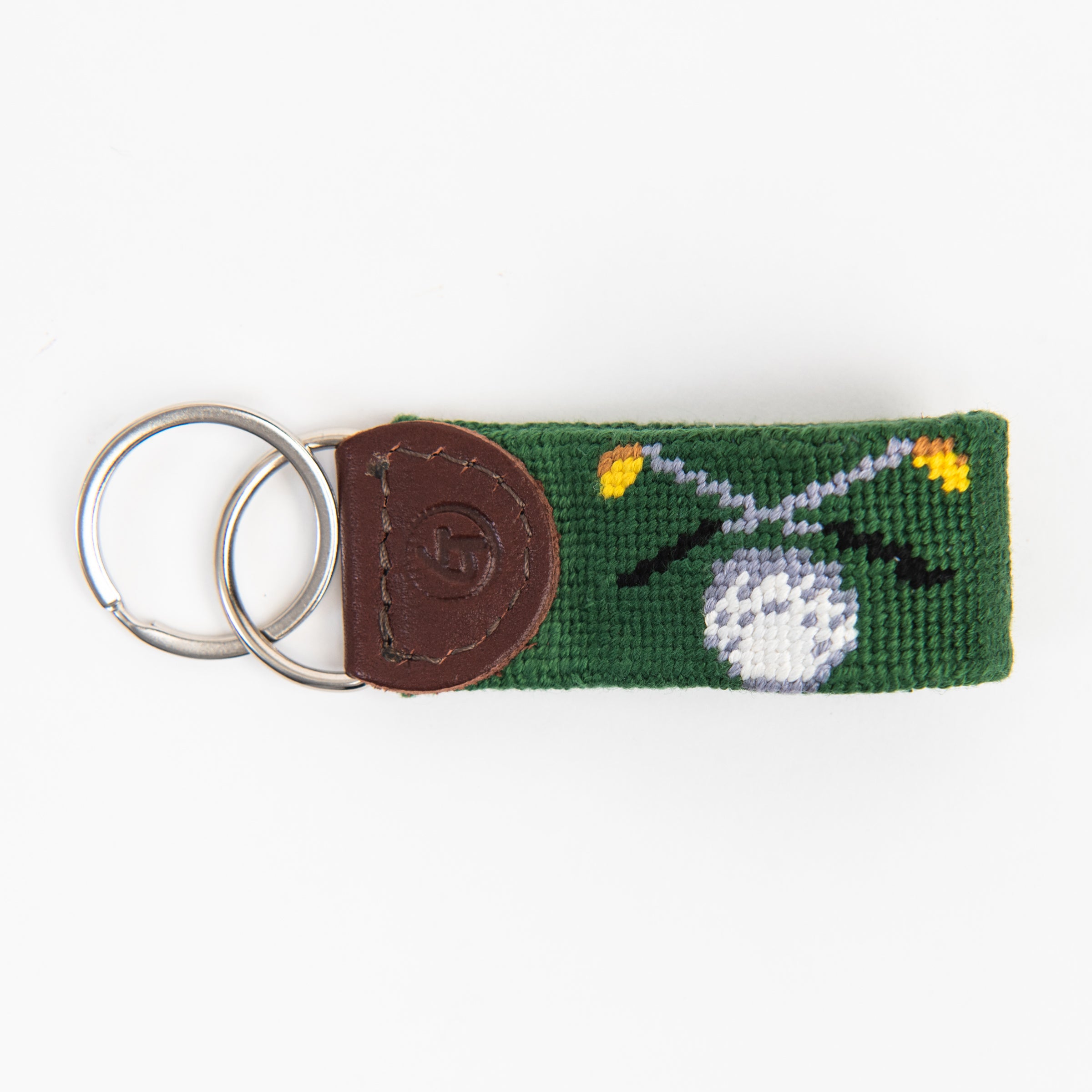 Golf Needlepoint Keychain on a white background at Addison West