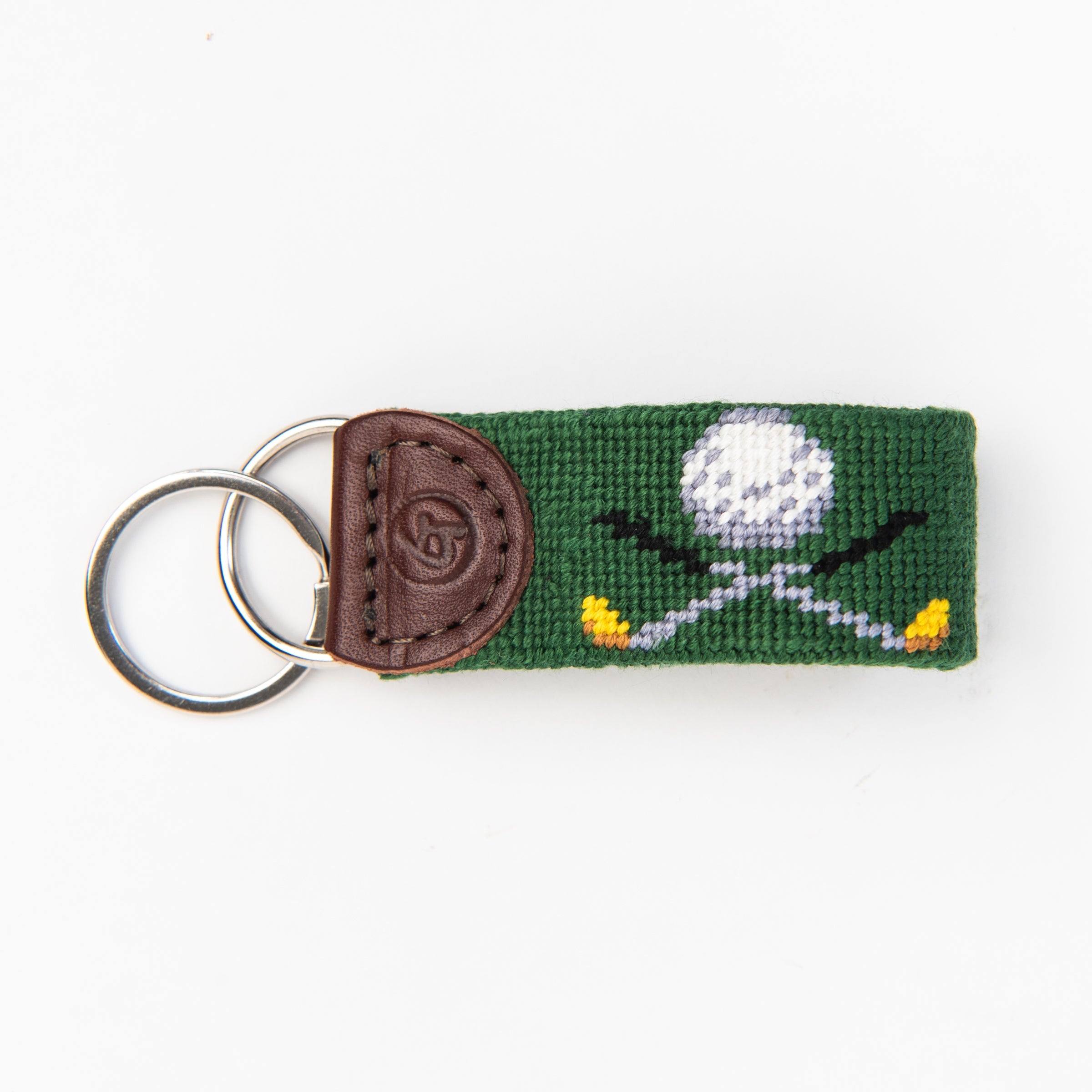 Golf Needlepoint Keychain on a white background at Addison West