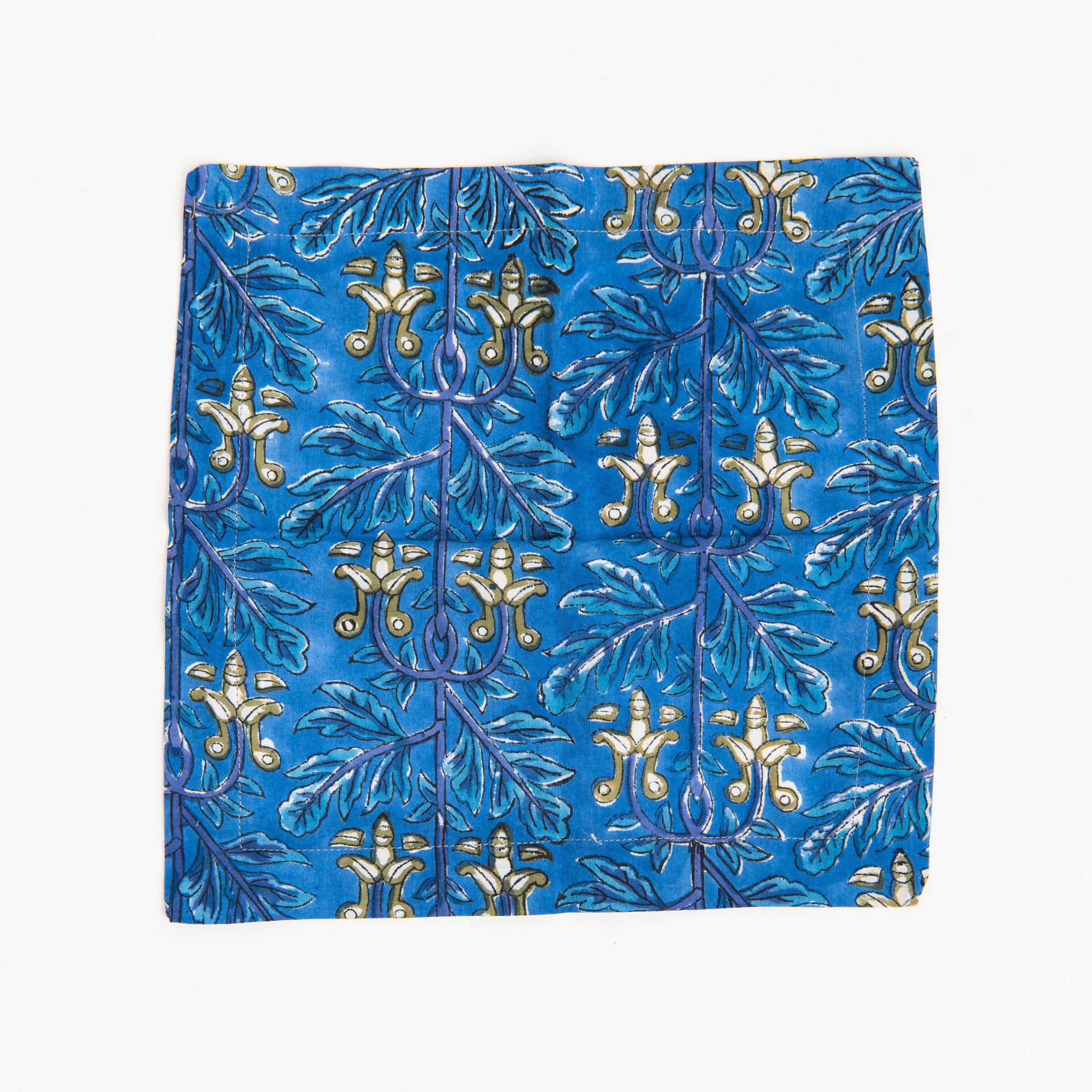 Festive Folds handmade block print cotton Cocktail Napkins on a white background at Addison West