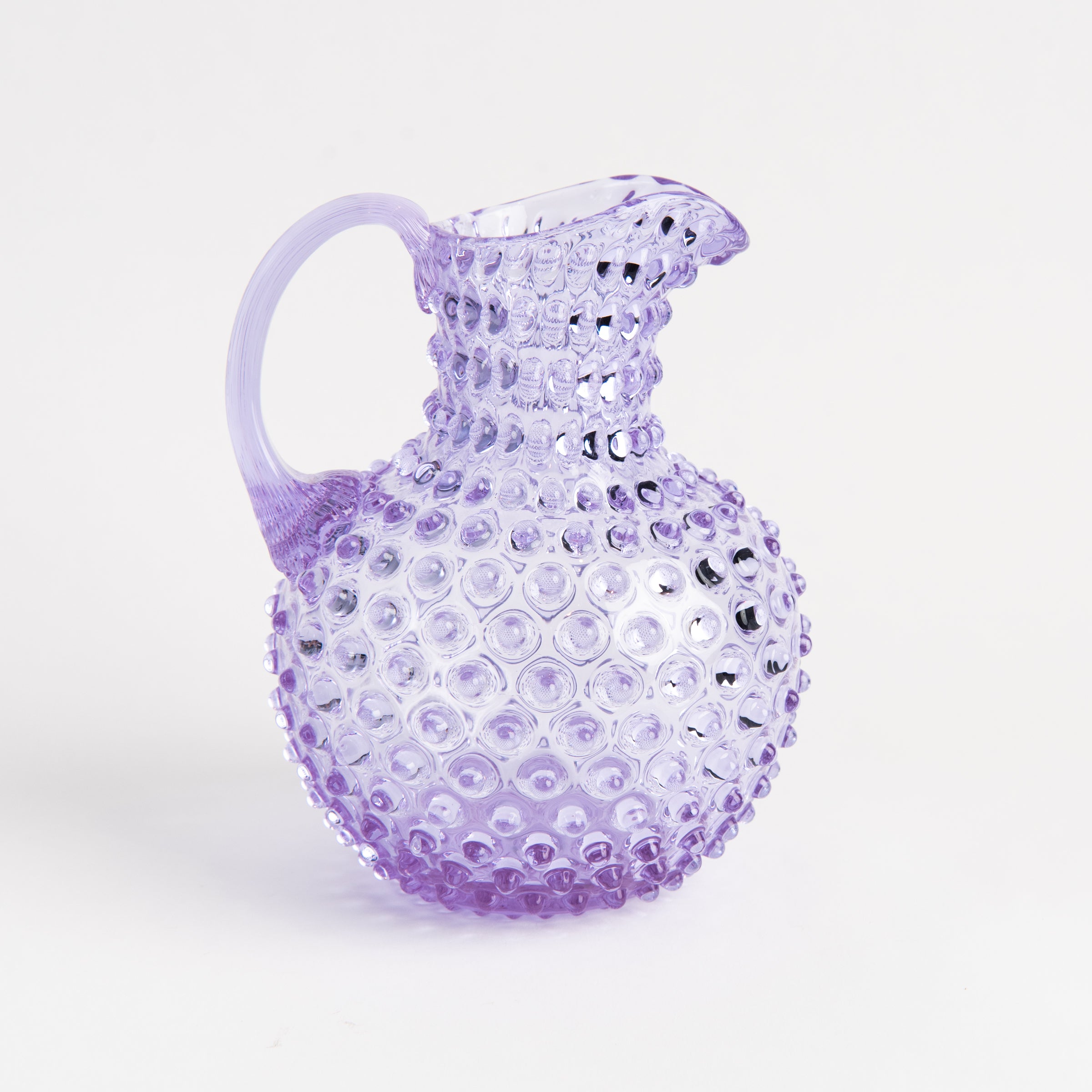Hobnail Glass Pitcher in Lilac Bloom on a white background at Addison West