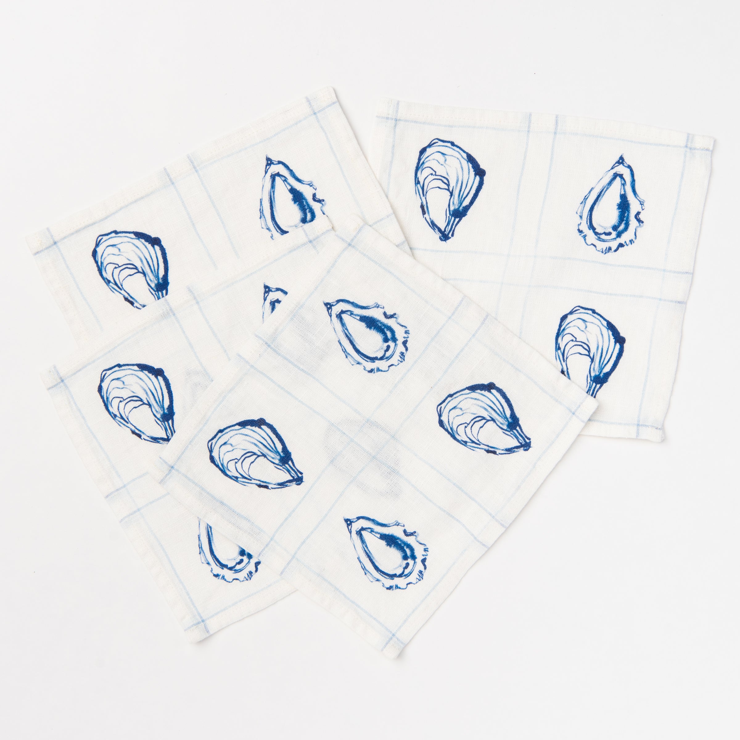 Darling Lemon Oyster Linen Cocktail Napkins, Set of 4 on a white background at Addison West