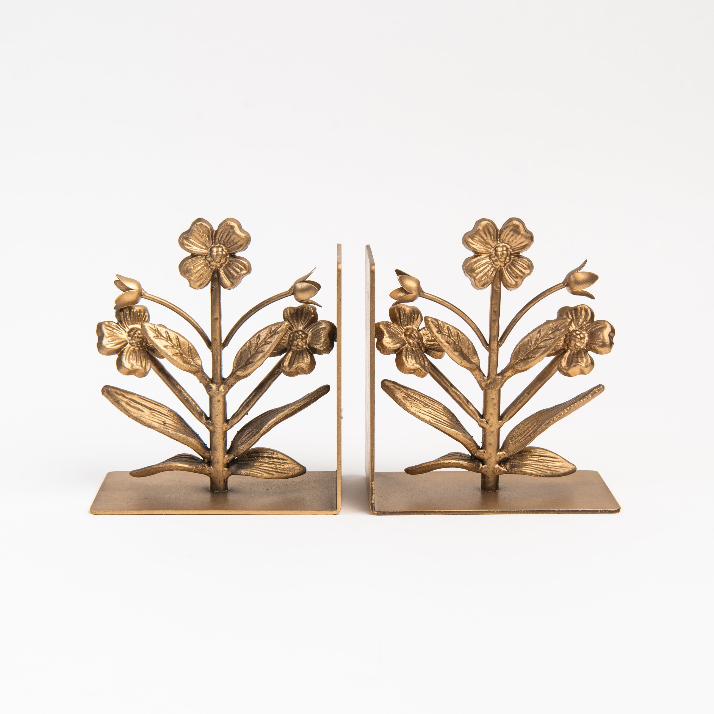 Flora Cast Iron Bookends on a white background at Addison West