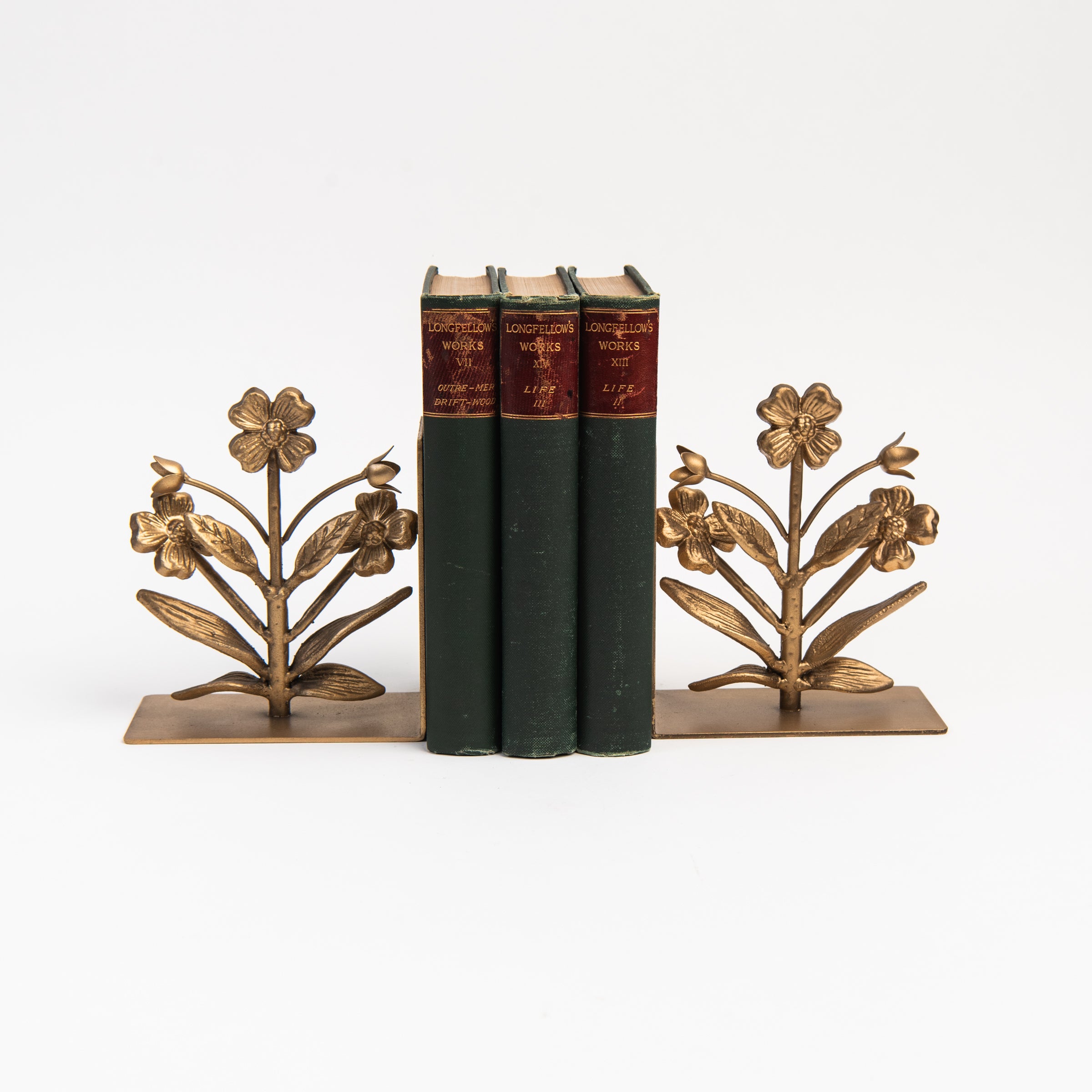 Flora Cast Iron Bookends on a white background at Addison West