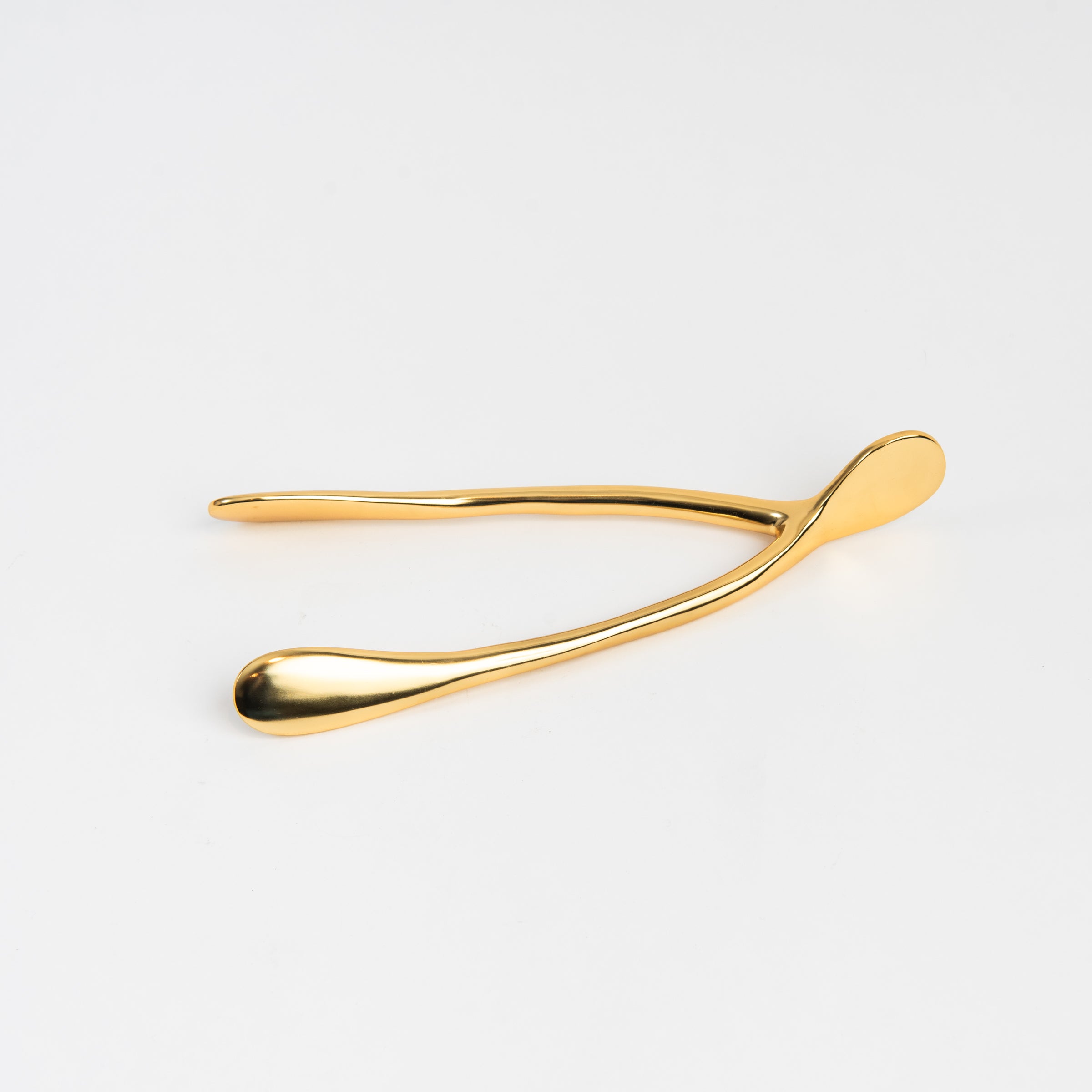 Large Gold Wishbone on a white background at Addison West
