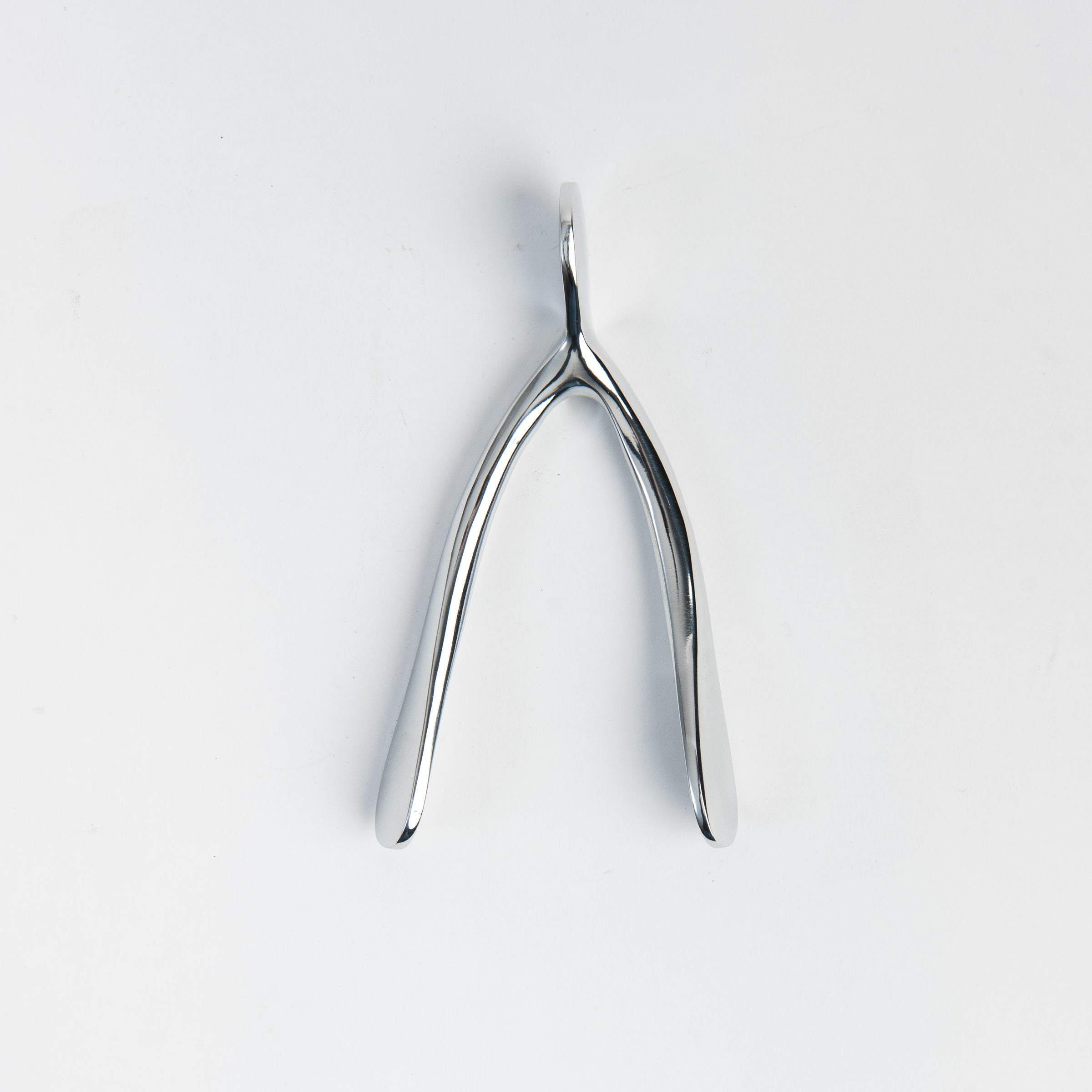 Small Silver Wishbone on a white background at Addison West