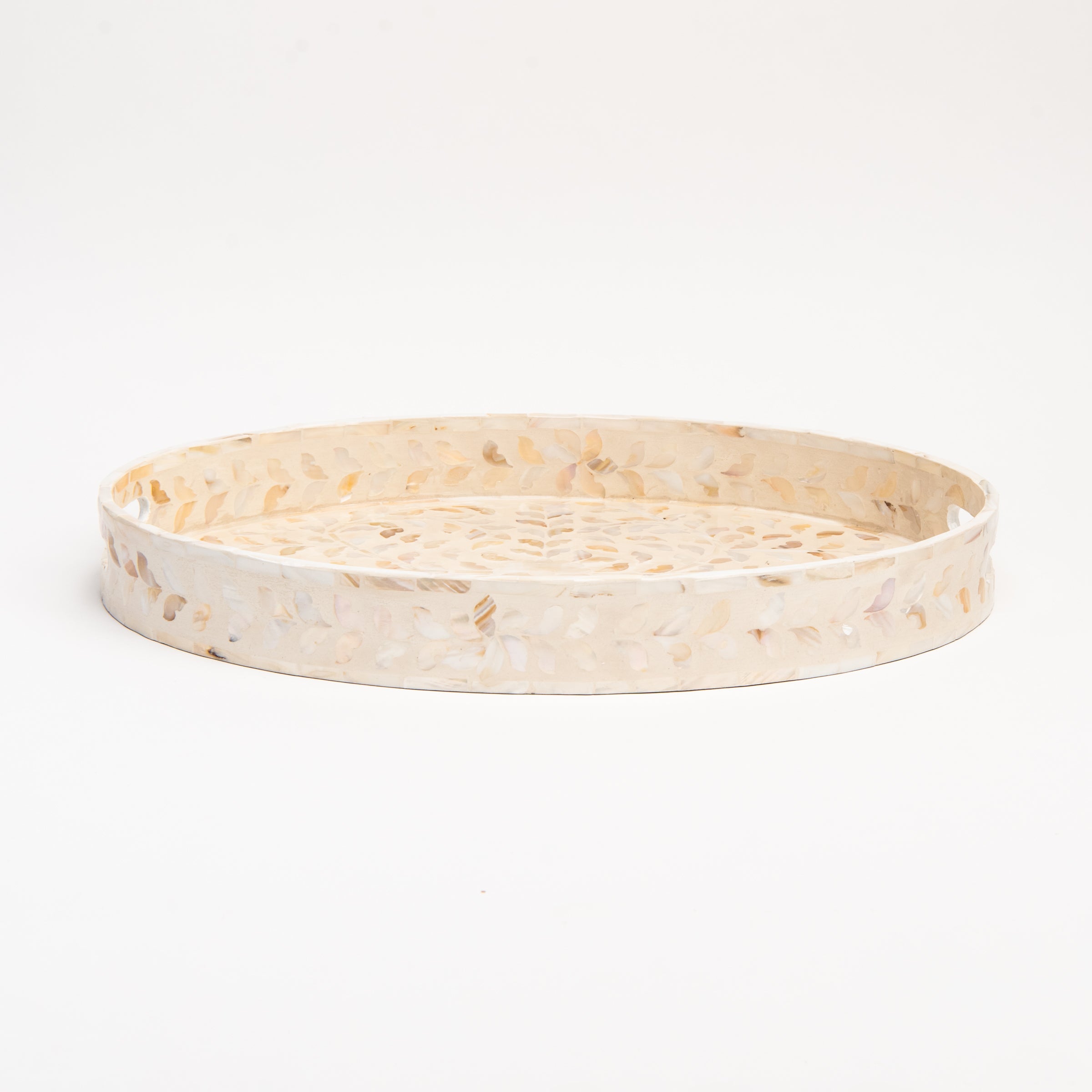 Large Mother of Pearl Oval Tray on a white background at Addison West