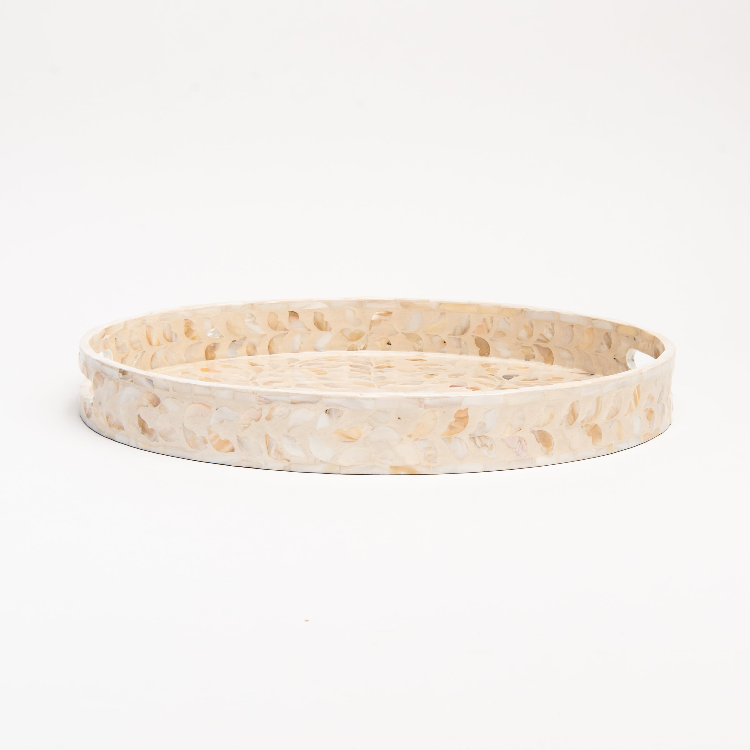 Small Mother of Pearl Oval Tray on a white background at Addison West