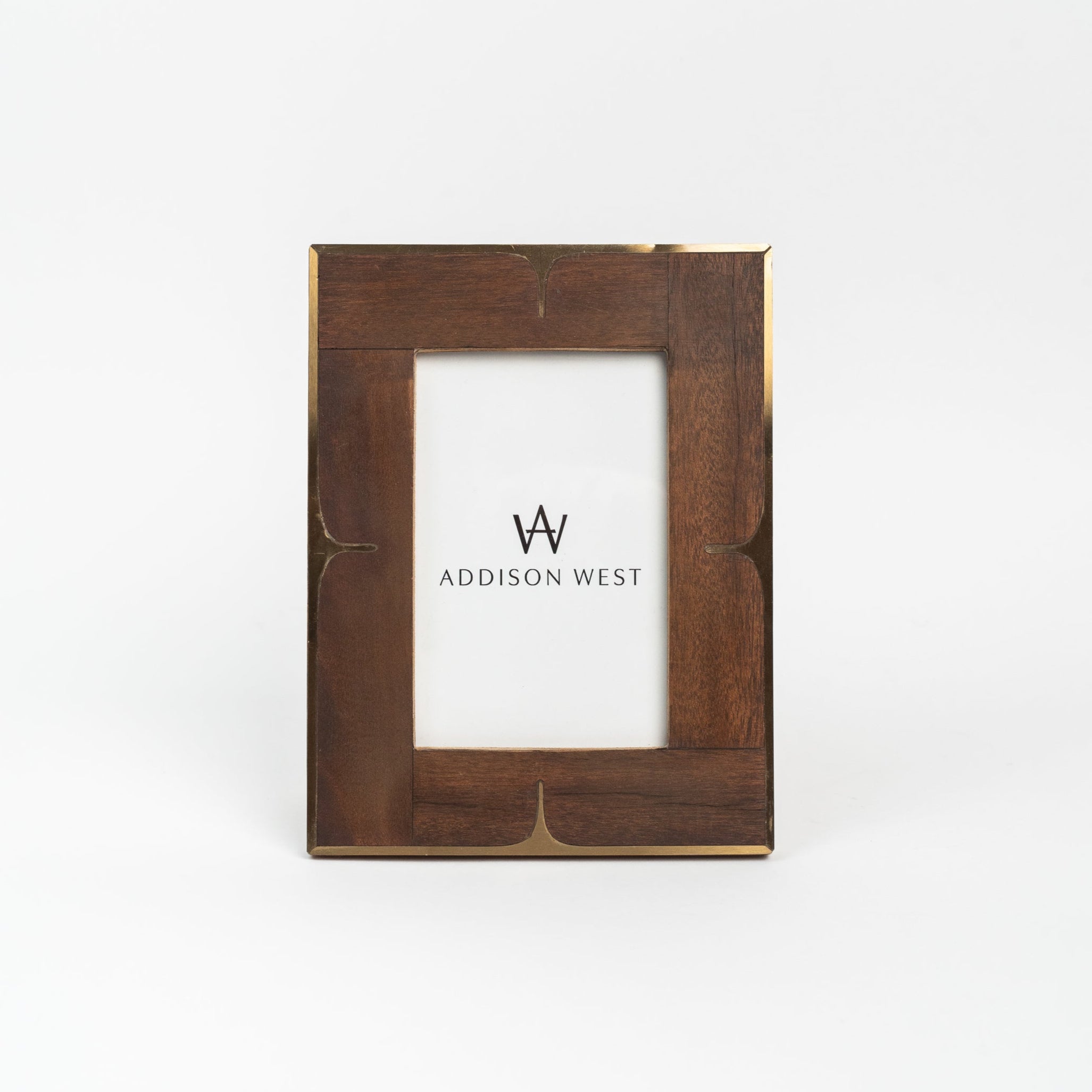 Wood & Brass 4x6 Frame on a white background