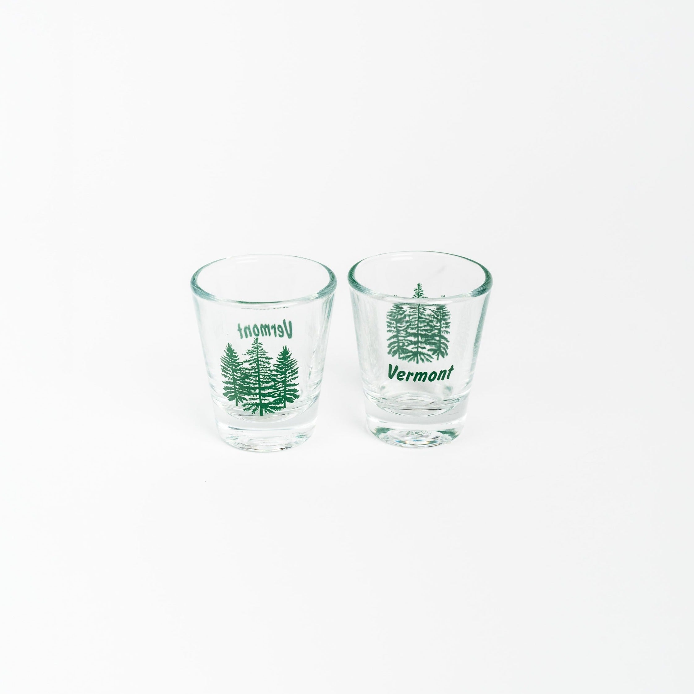 Vermont VT Trees Shot Glass on a white background