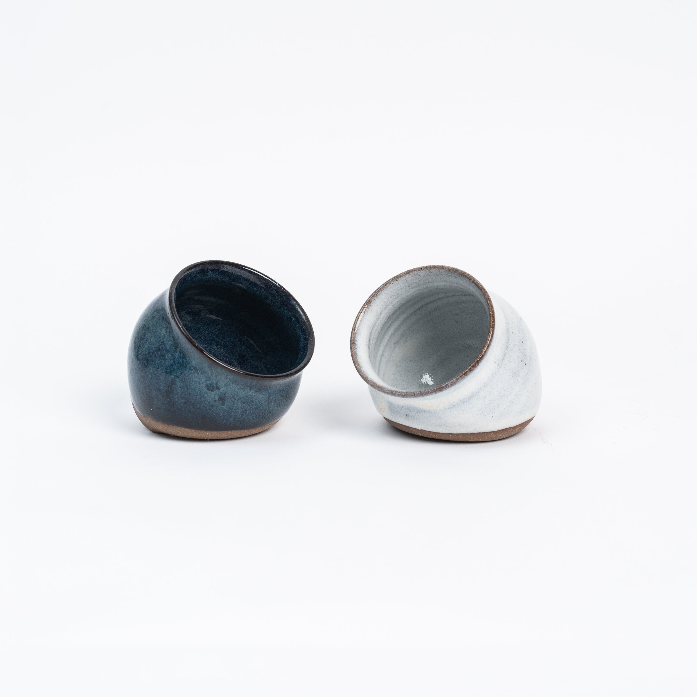 Vermont handmade ceramic salt cellars on a white background