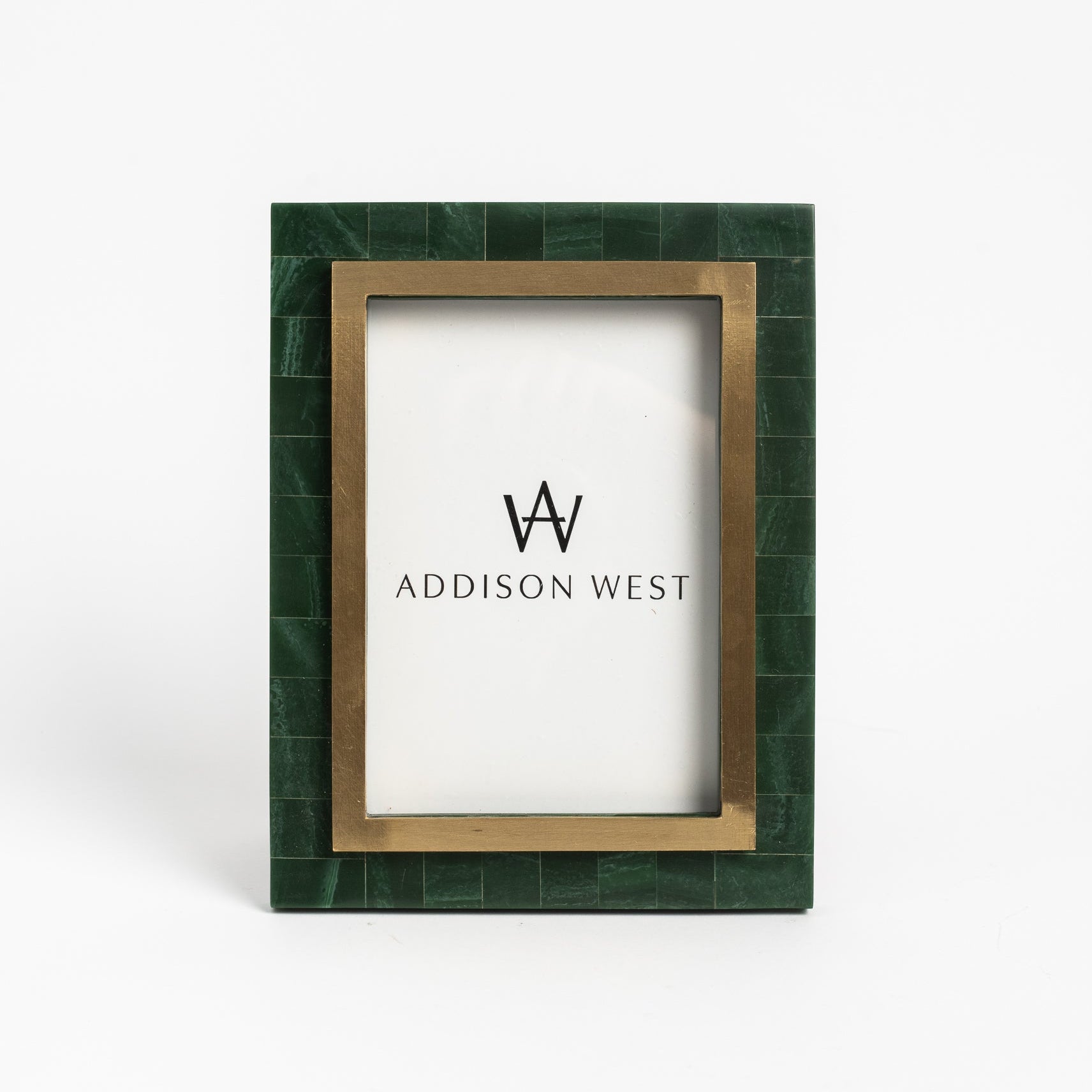 Aventurine Gold & Green Photo Frame on a white background at Addison West